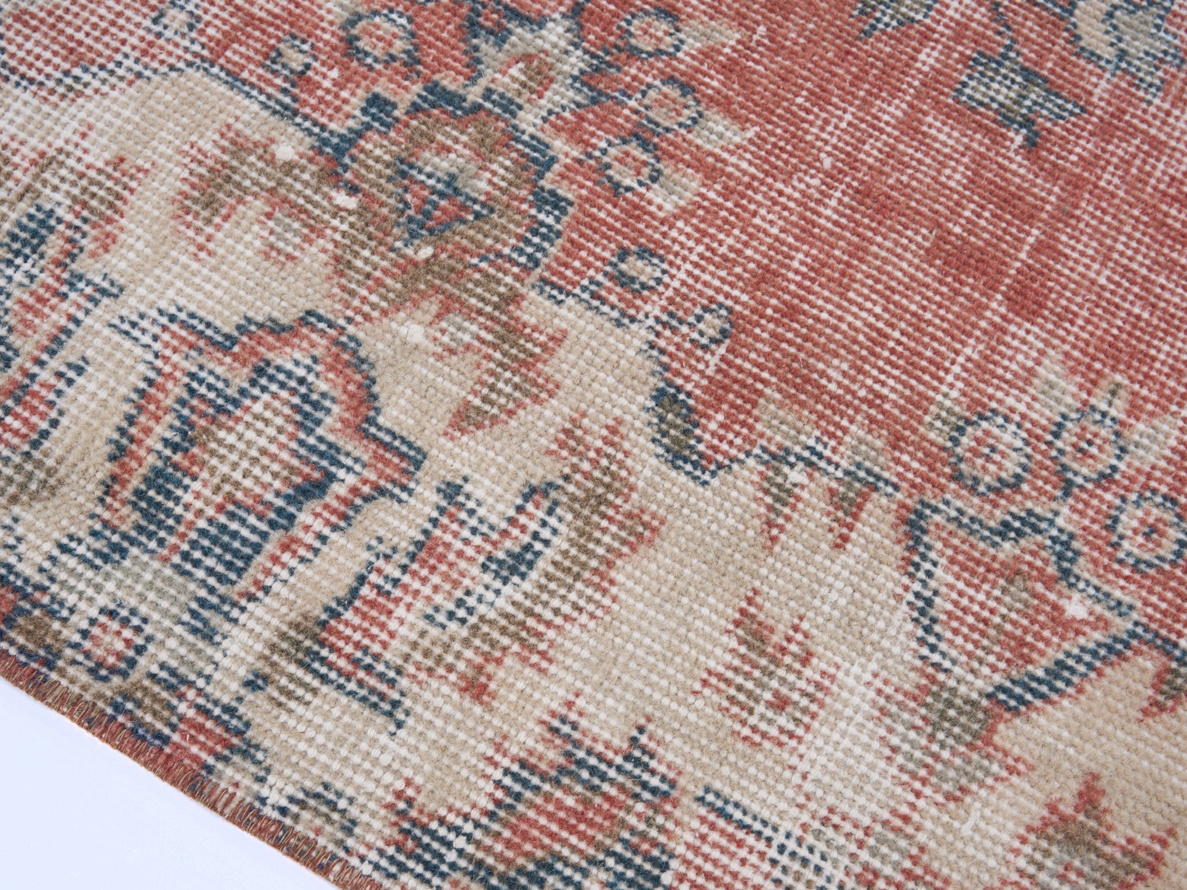 Turkish Isparta area rug in terracotta and cream, view 6 of 10