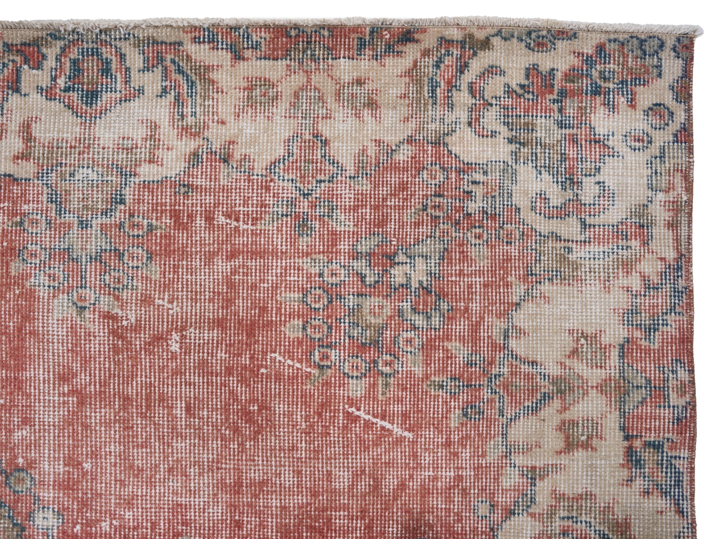 Turkish Isparta area rug in terracotta and cream, view 8 of 10