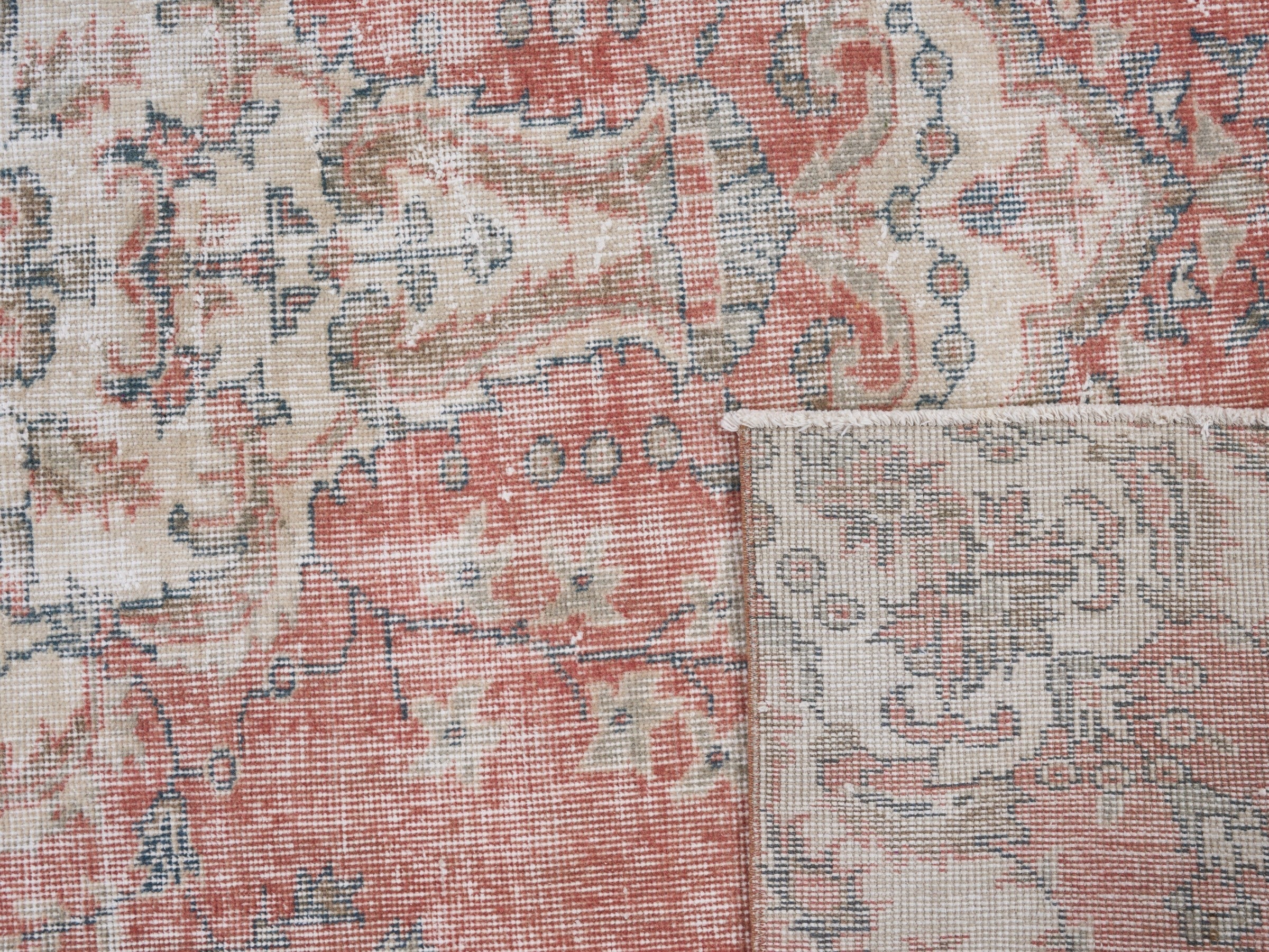 Turkish Isparta area rug in terracotta and cream, view 10 of 10