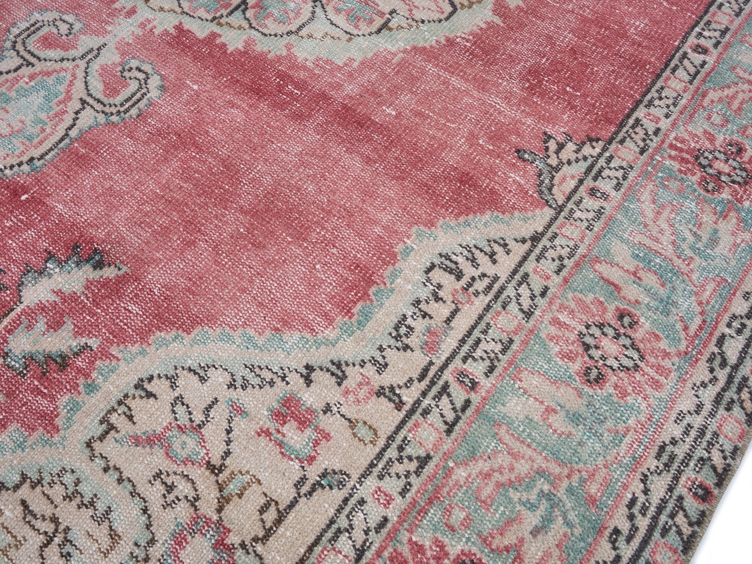 Turkish Manisa area rug in rose and cream, view 5 of 10