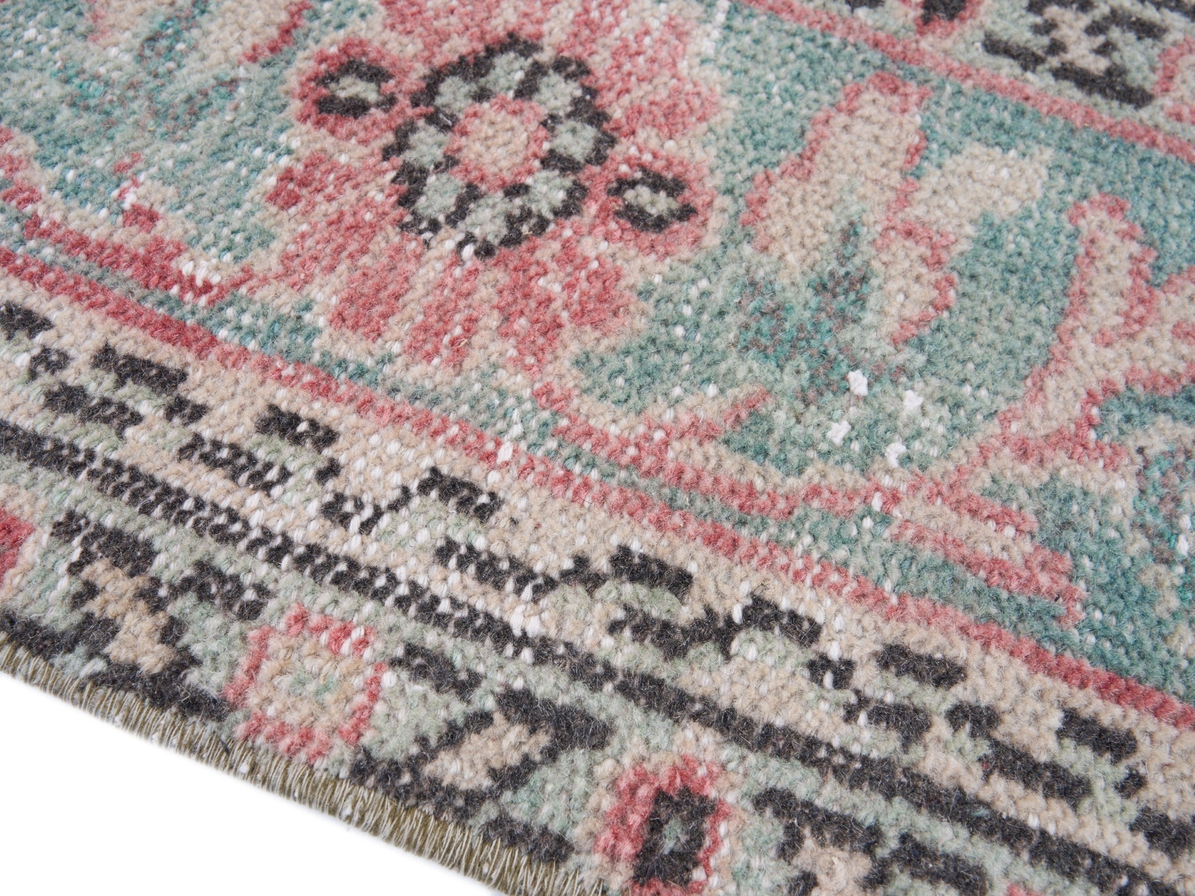 Turkish Manisa area rug in rose and cream, view 6 of 10