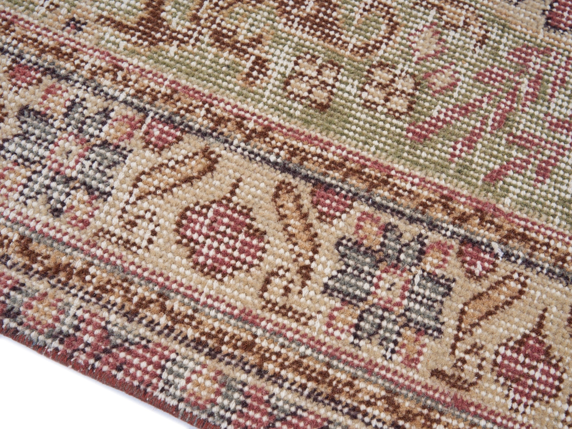 Turkish Isparta area rug in dusty rose and cream, view 6 of 10