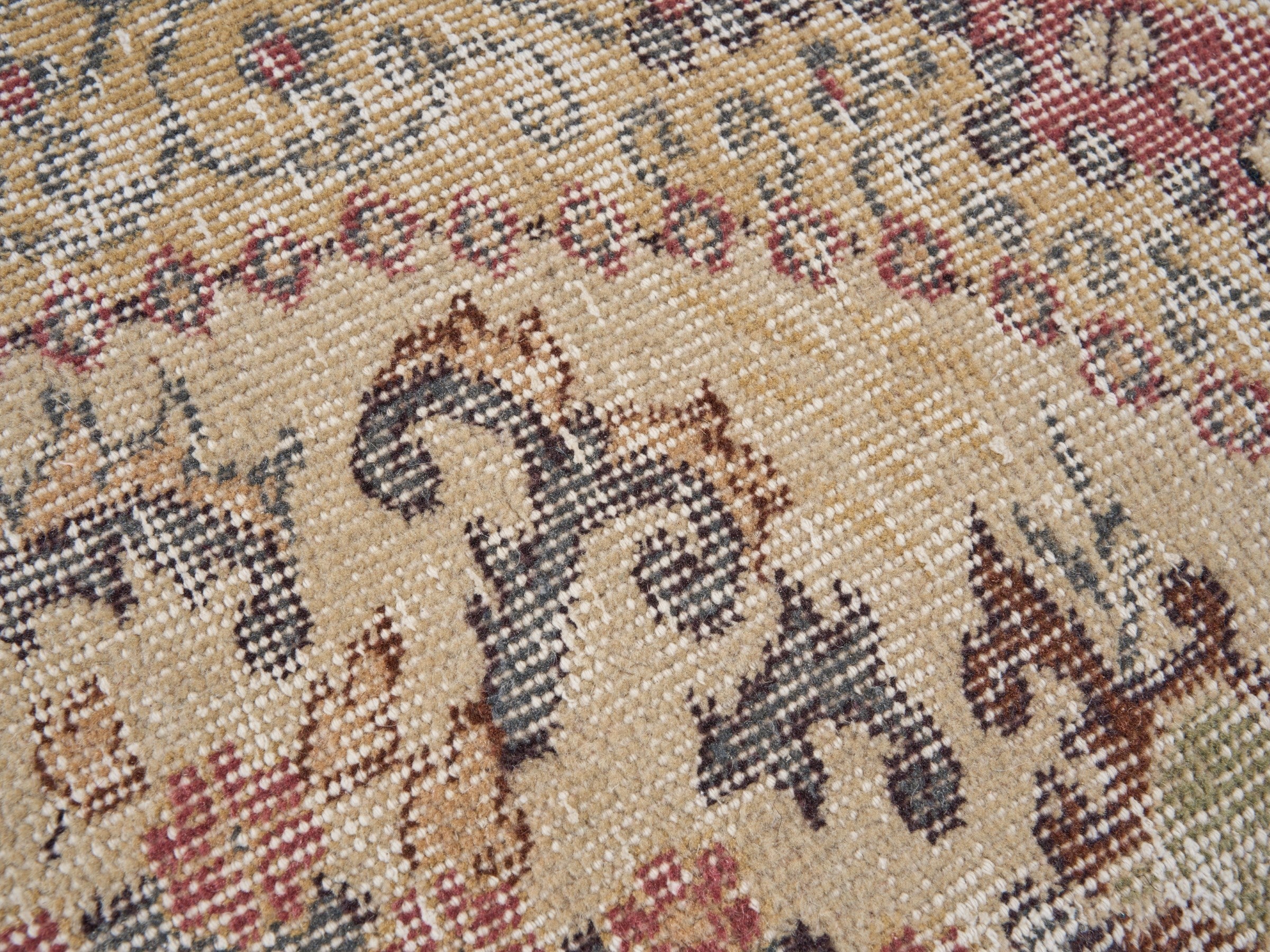 Turkish Isparta area rug in dusty rose and cream, view 7 of 10
