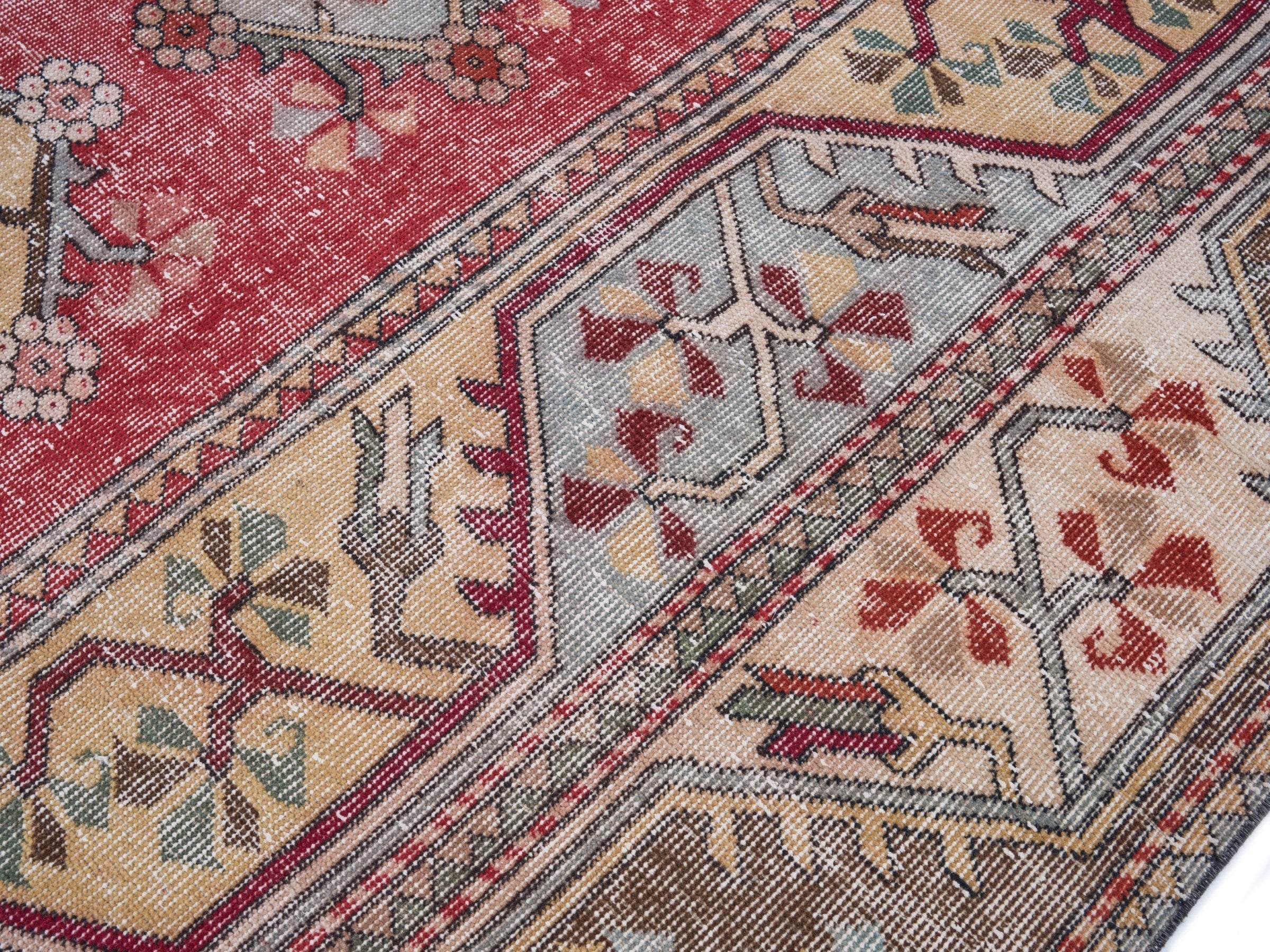 Turkish Isparta oversized rug in deep red and cream, view 5 of 10