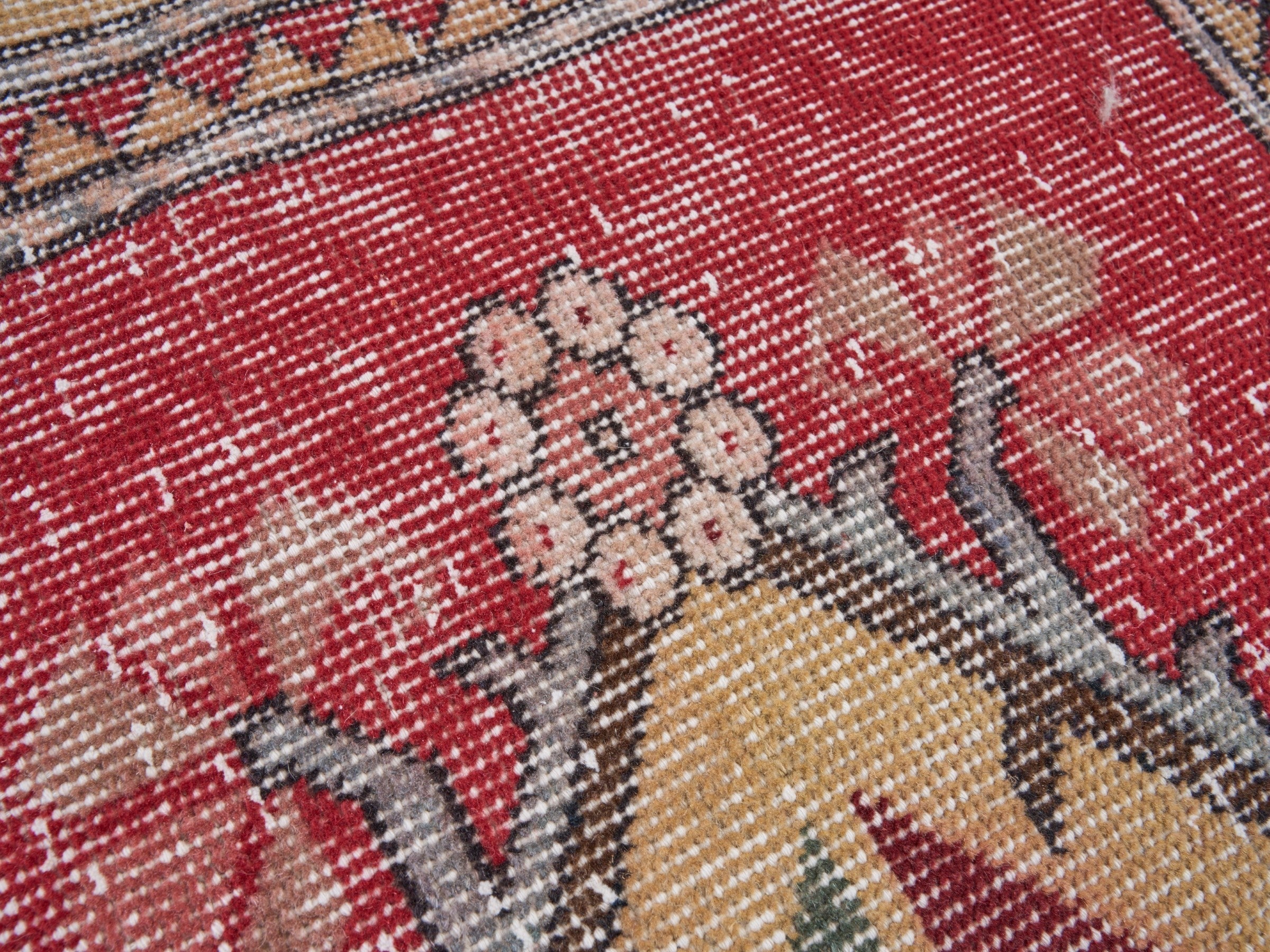 Turkish Isparta oversized rug in deep red and cream, view 7 of 10