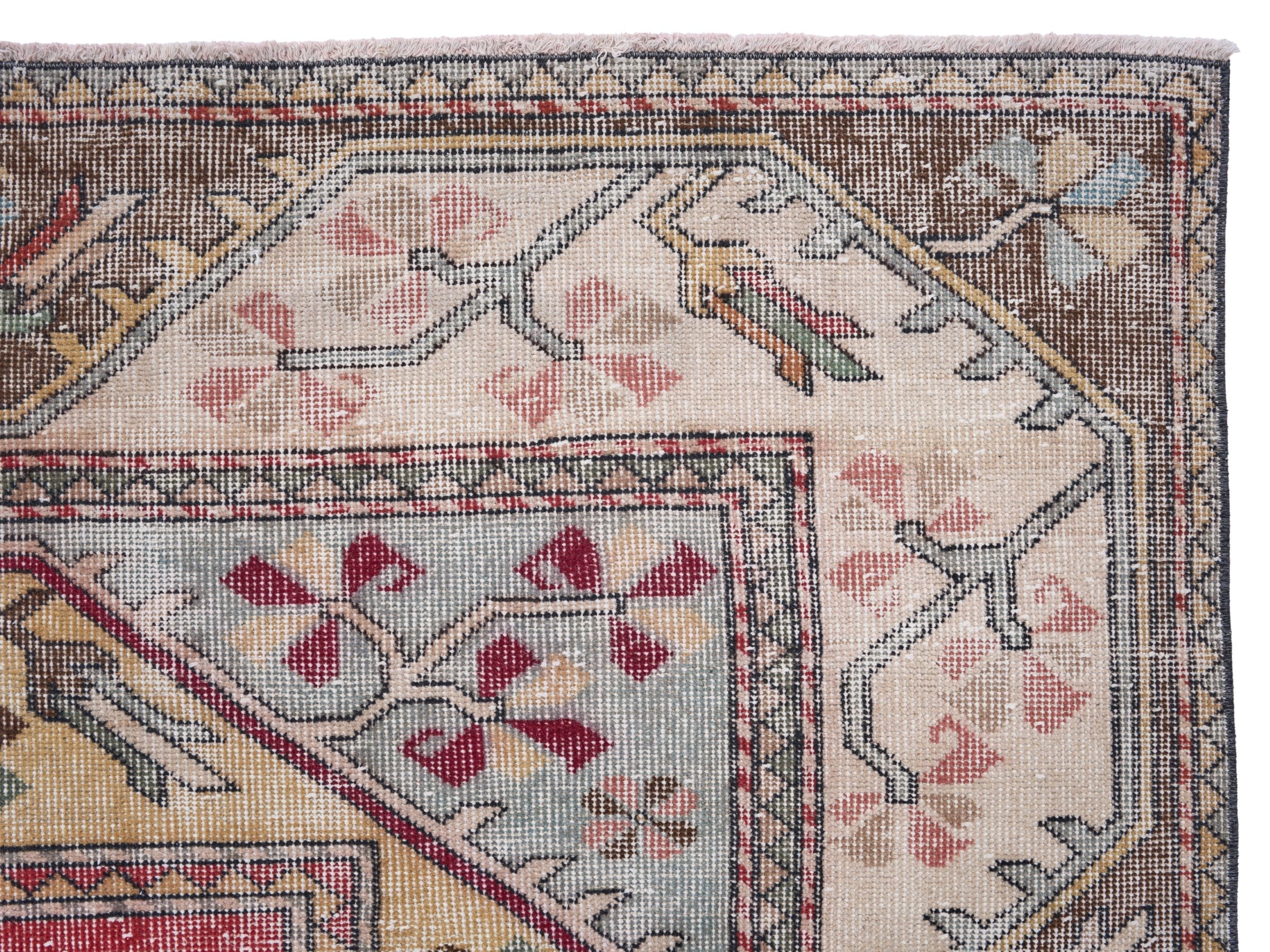 Turkish Isparta oversized rug in deep red and cream, view 8 of 10