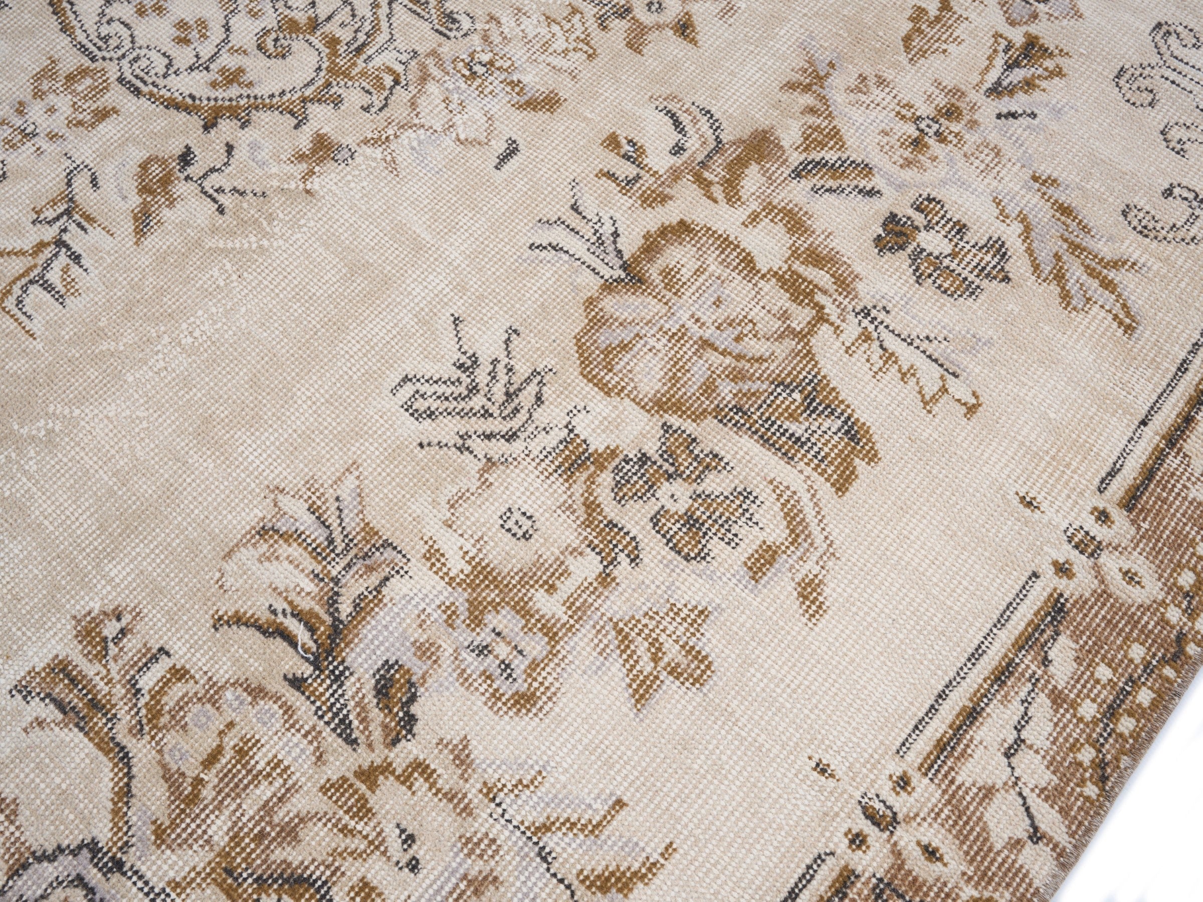 Turkish Isparta area rug in cream and tan, view 5 of 10
