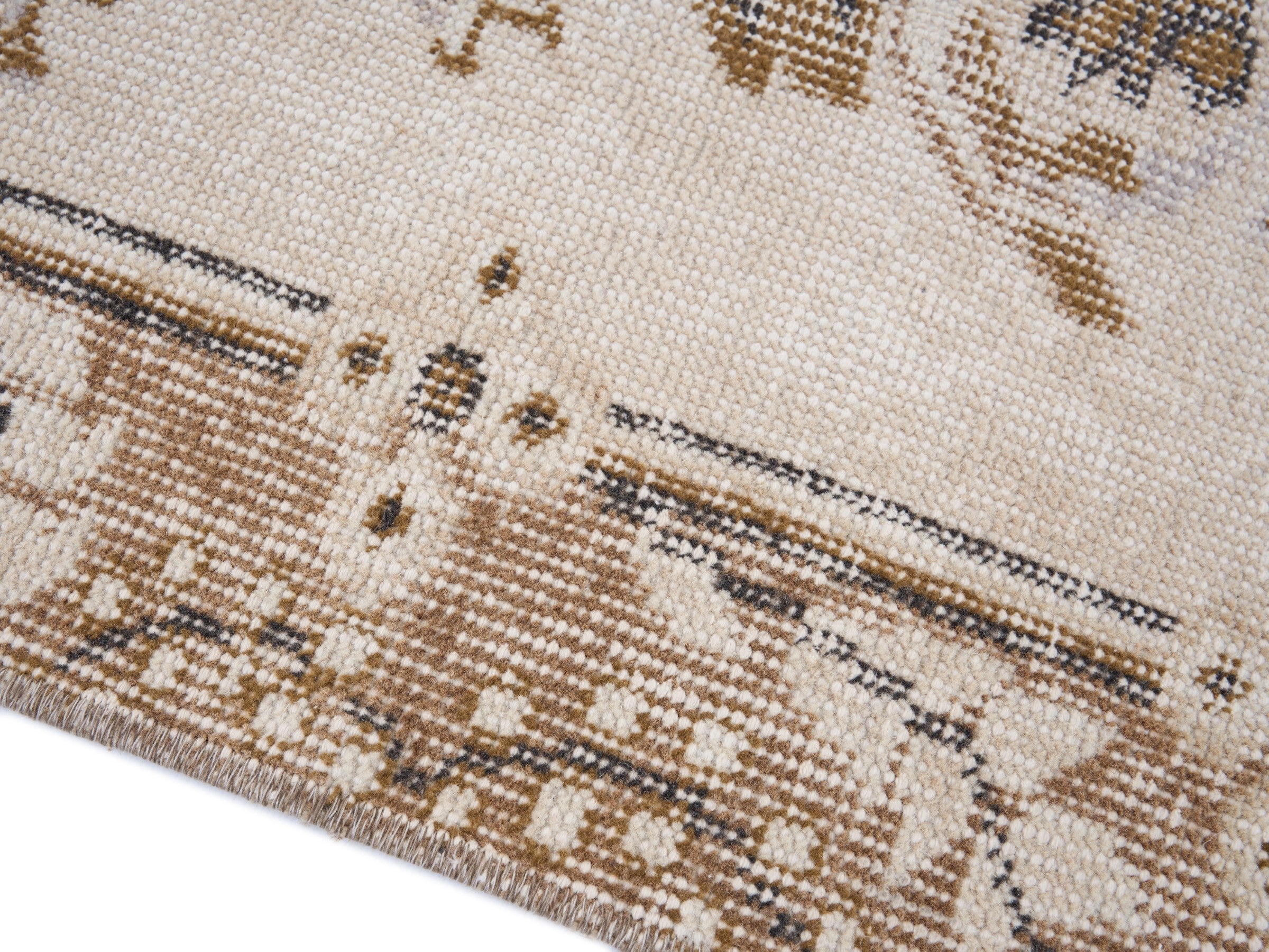 Turkish Isparta area rug in cream and tan, view 6 of 10