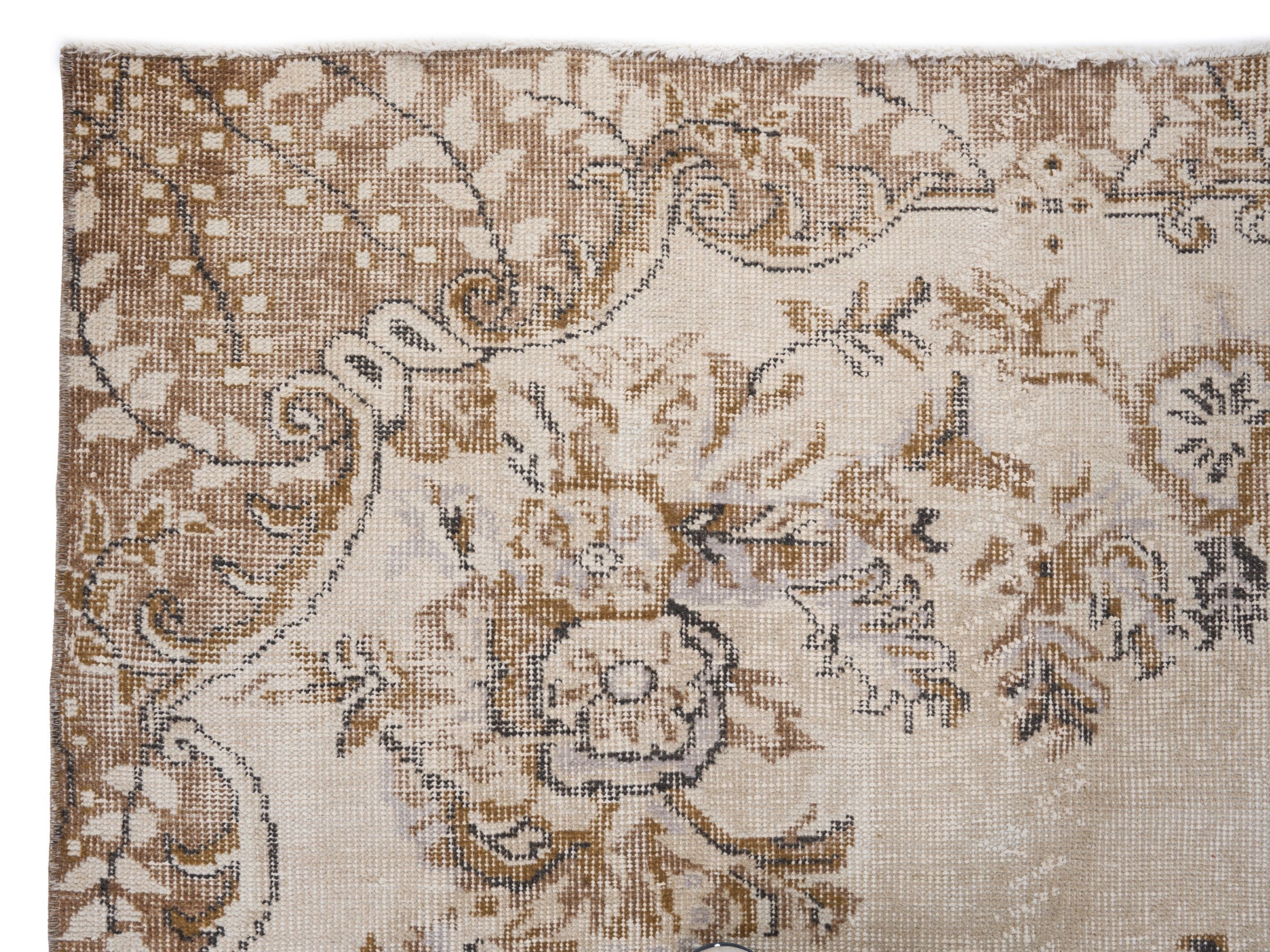 Turkish Isparta area rug in cream and tan, view 8 of 10