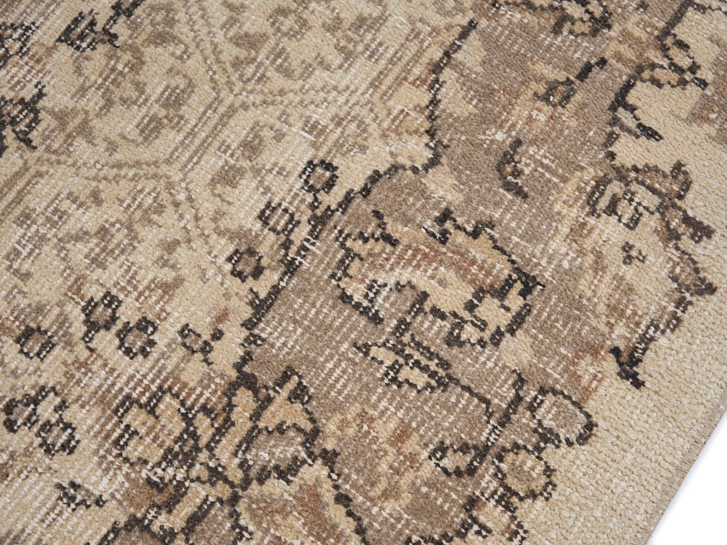 Turkish Manisa area rug in cream and tan, view 5 of 10