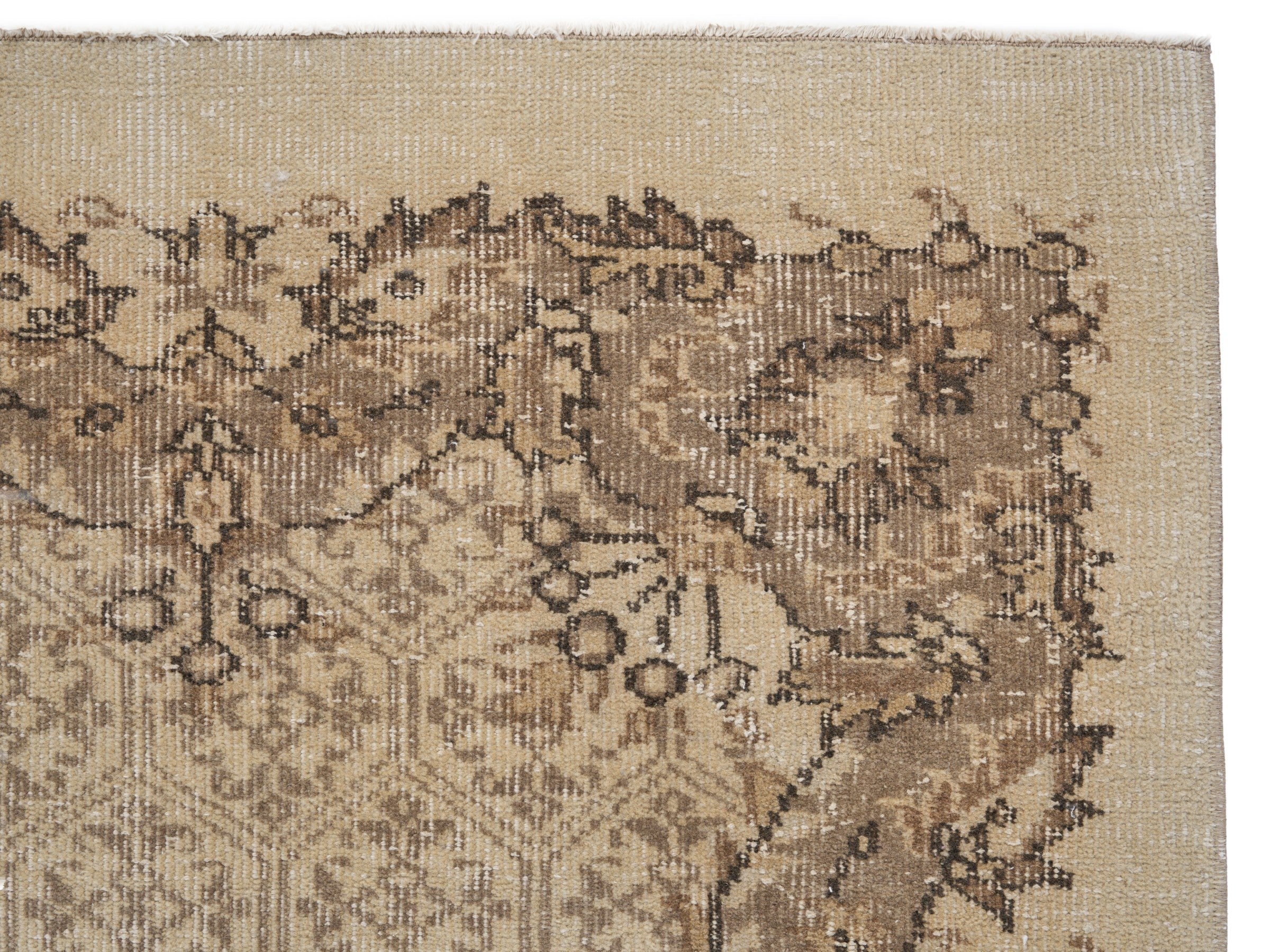 Turkish Manisa area rug in cream and tan, view 8 of 10