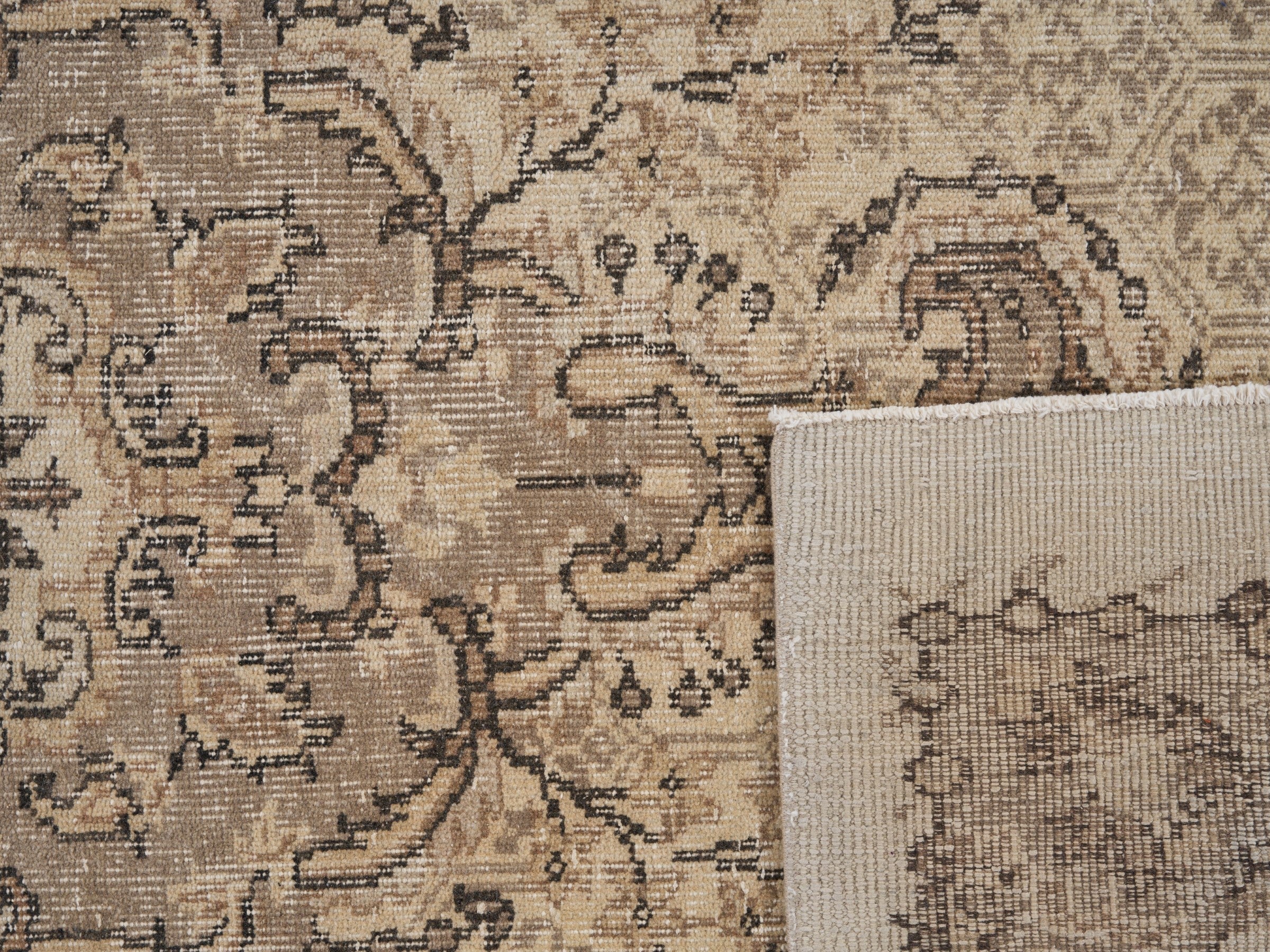 Turkish Manisa area rug in cream and tan, view 10 of 10