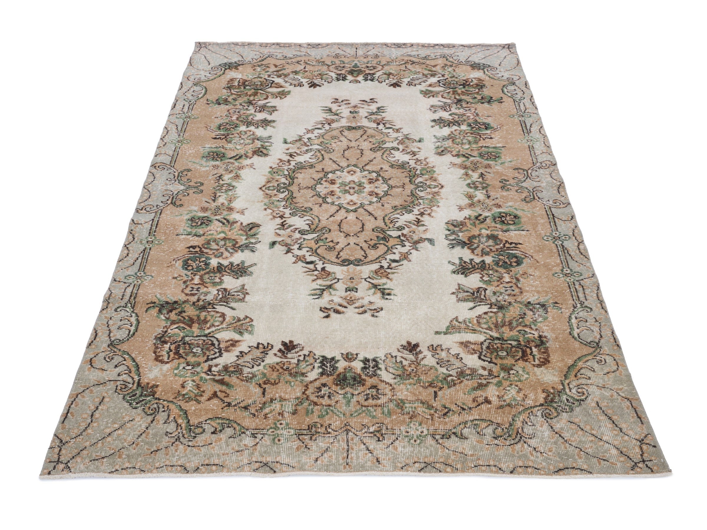 Turkish Isparta area rug in cream and terracotta, view 2 of 10
