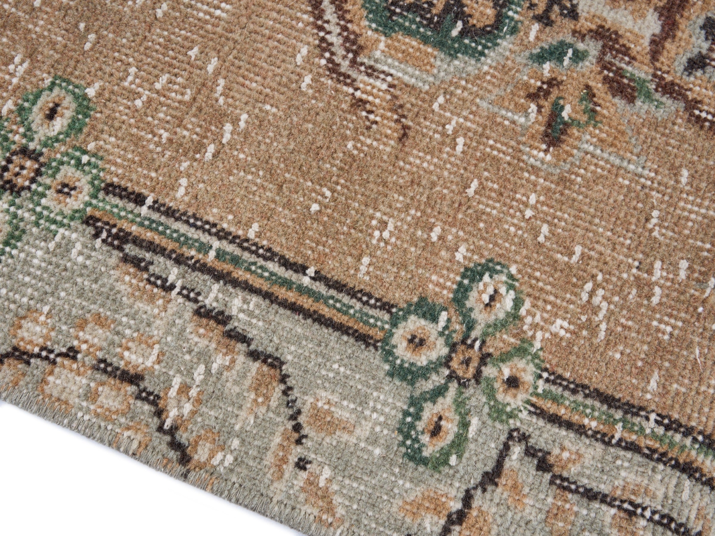 Turkish Isparta area rug in cream and terracotta, view 6 of 10