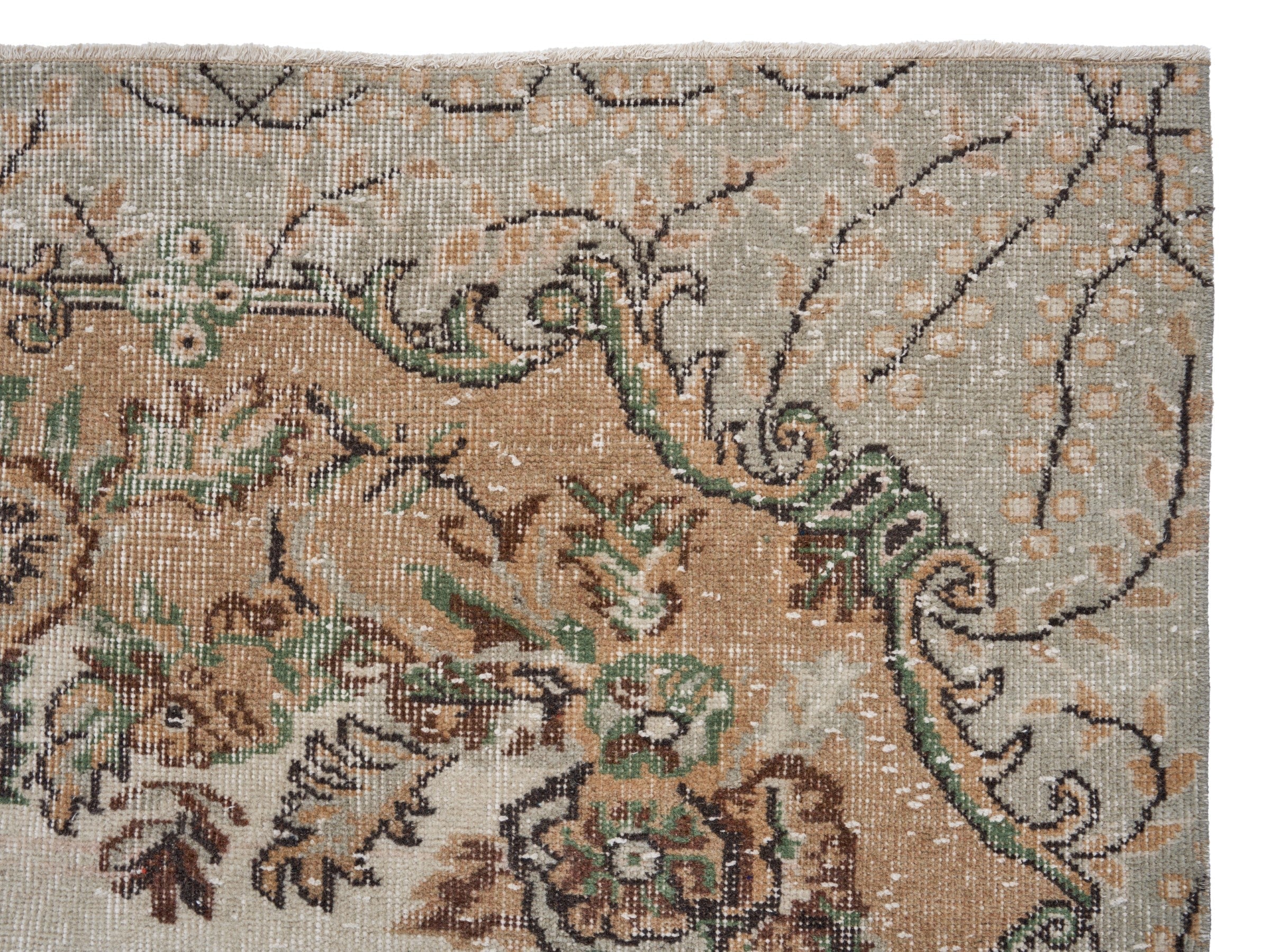 Turkish Isparta area rug in cream and terracotta, view 8 of 10
