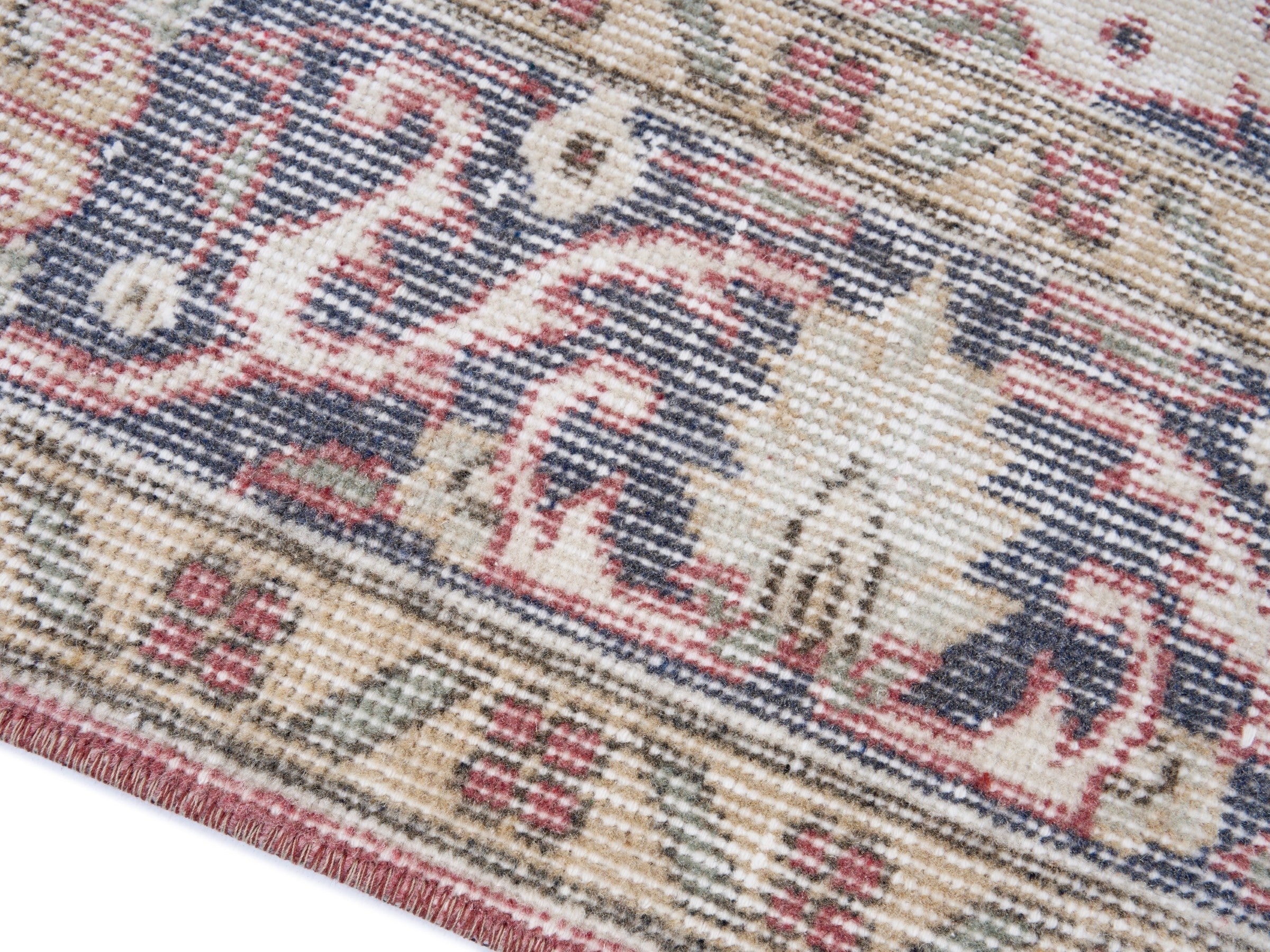Turkish Isparta area rug in rose and cream, view 6 of 10