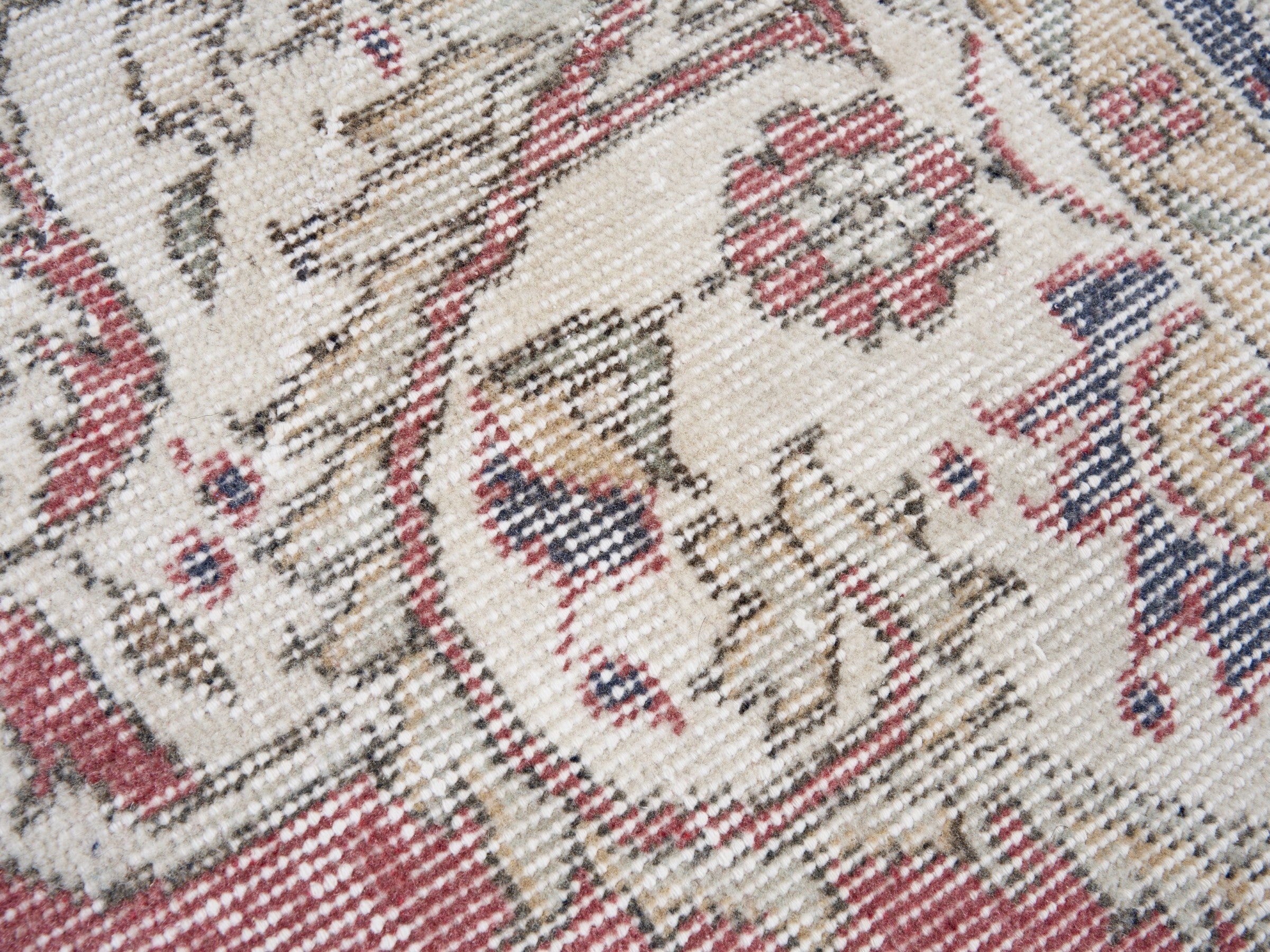 Turkish Isparta area rug in rose and cream, view 7 of 10
