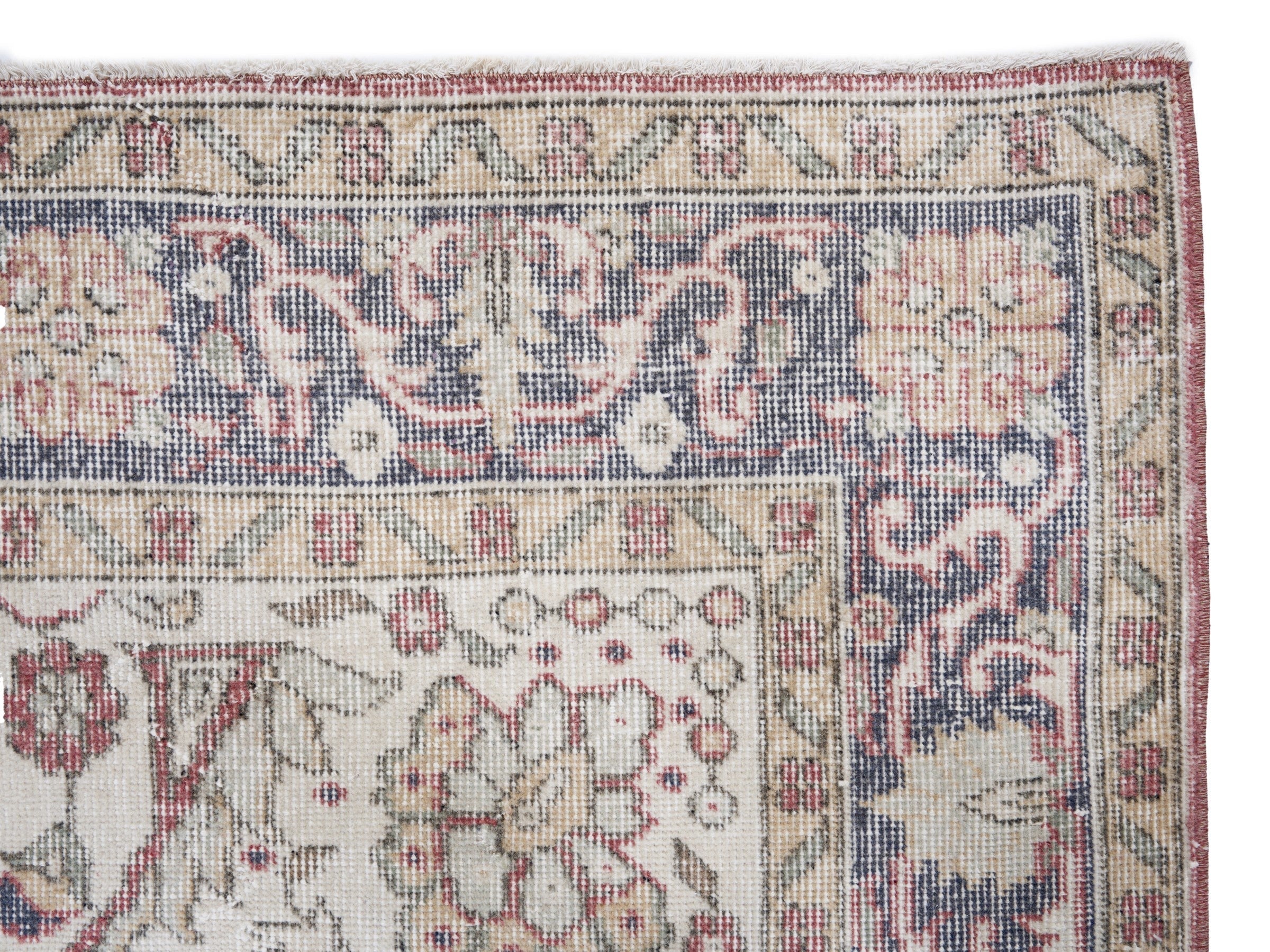 Turkish Isparta area rug in rose and cream, view 8 of 10