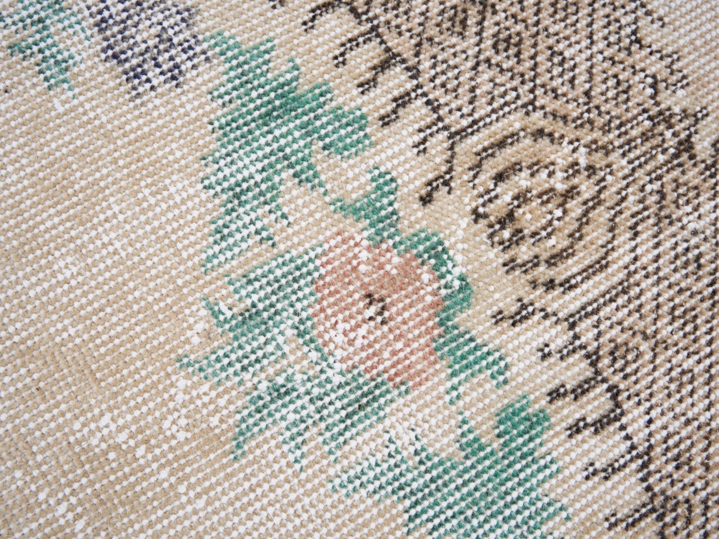 Turkish Isparta area rug in cream and brown, view 7 of 10