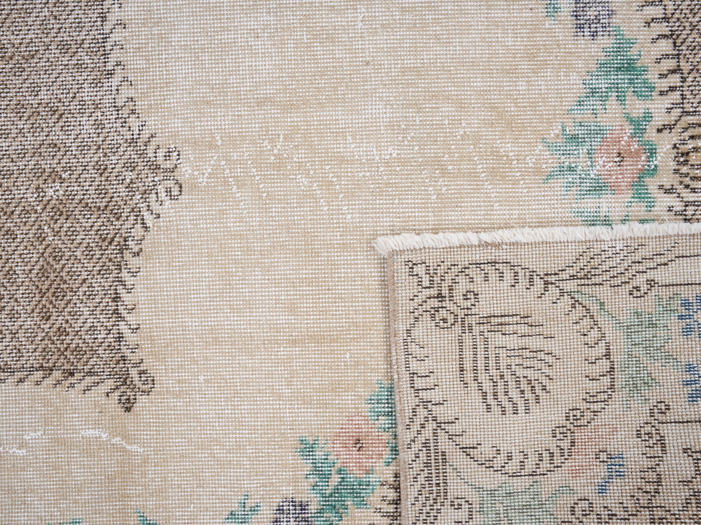 Turkish Isparta area rug in cream and brown, view 10 of 10