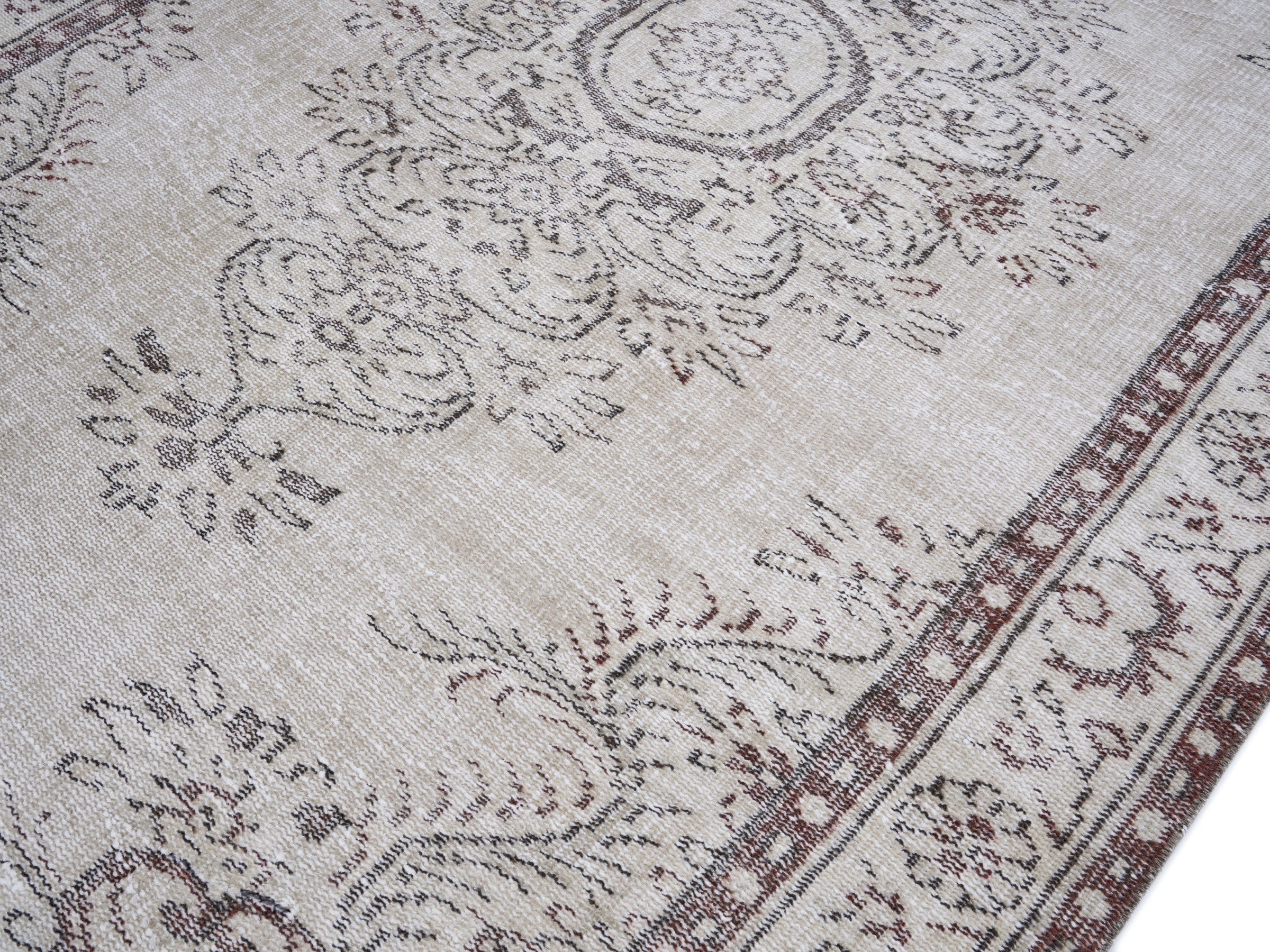 Turkish Manisa area rug in cream and greige, view 5 of 10