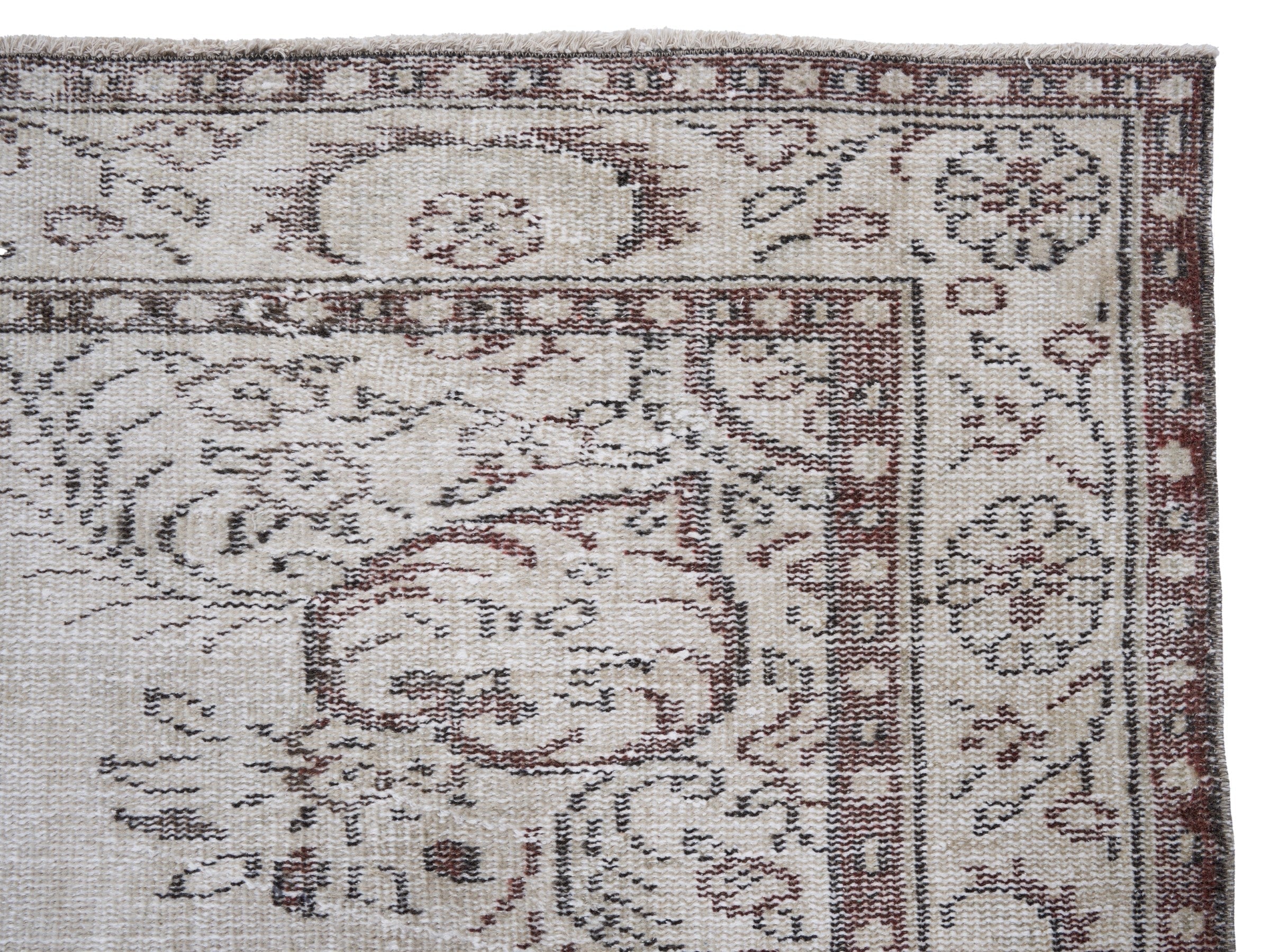 Turkish Manisa area rug in cream and greige, view 8 of 10