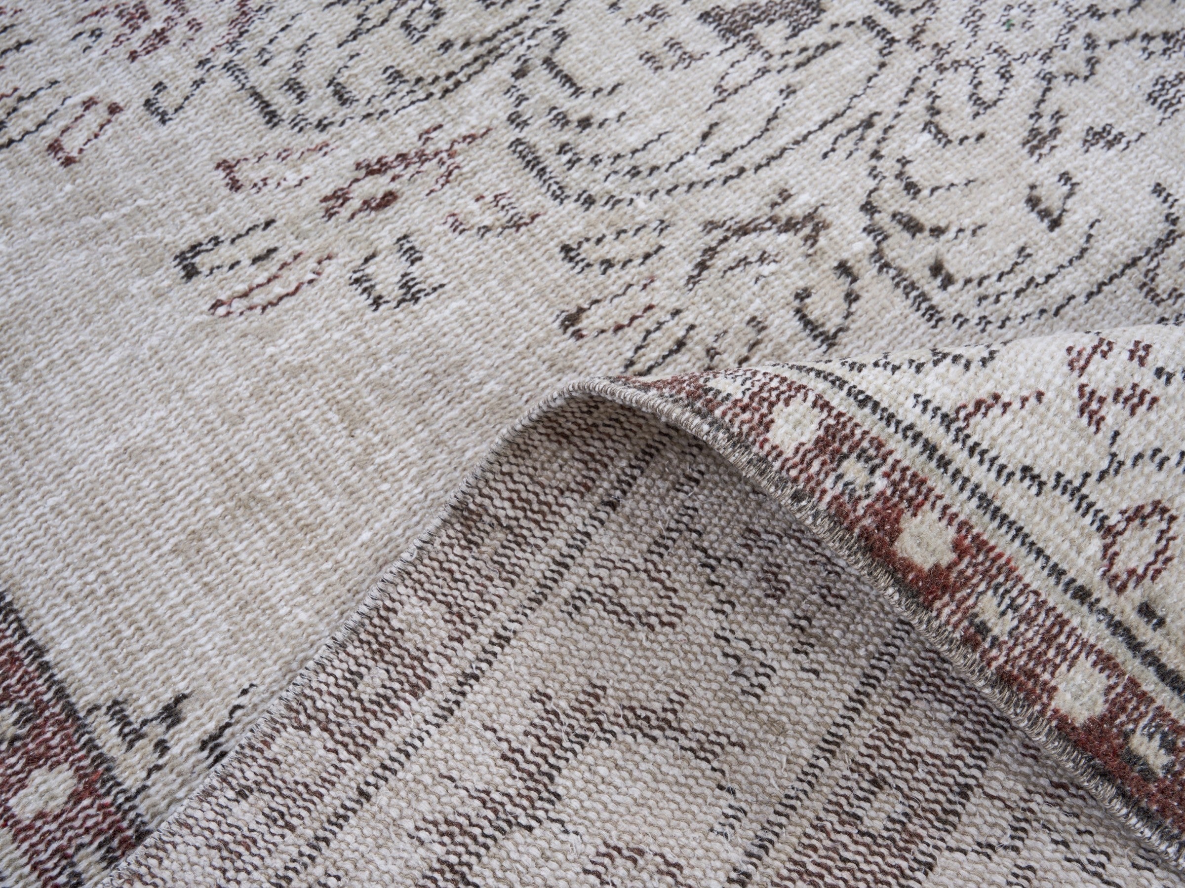 Turkish Manisa area rug in cream and greige, view 9 of 10