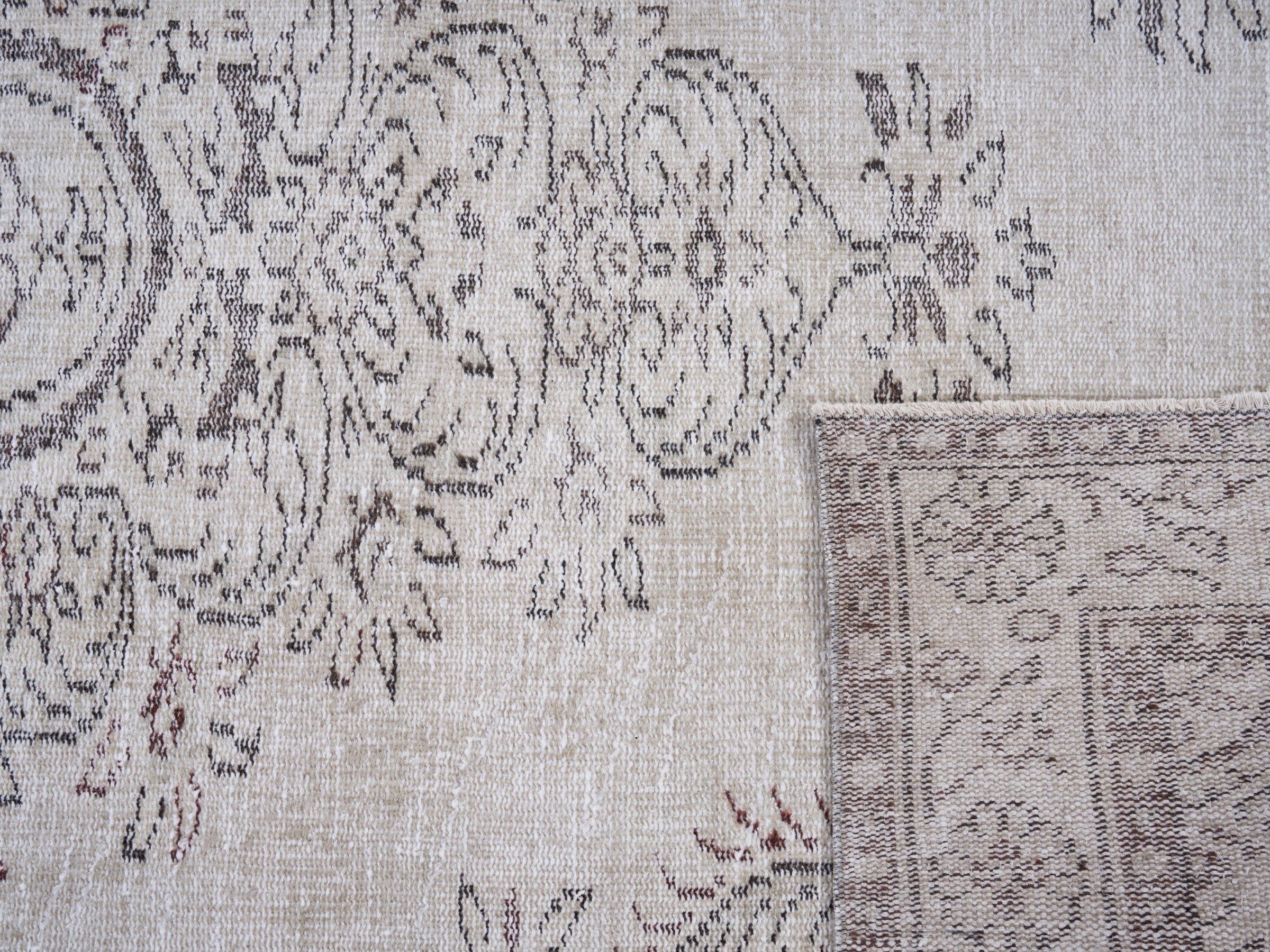 Turkish Manisa area rug in cream and greige, view 10 of 10
