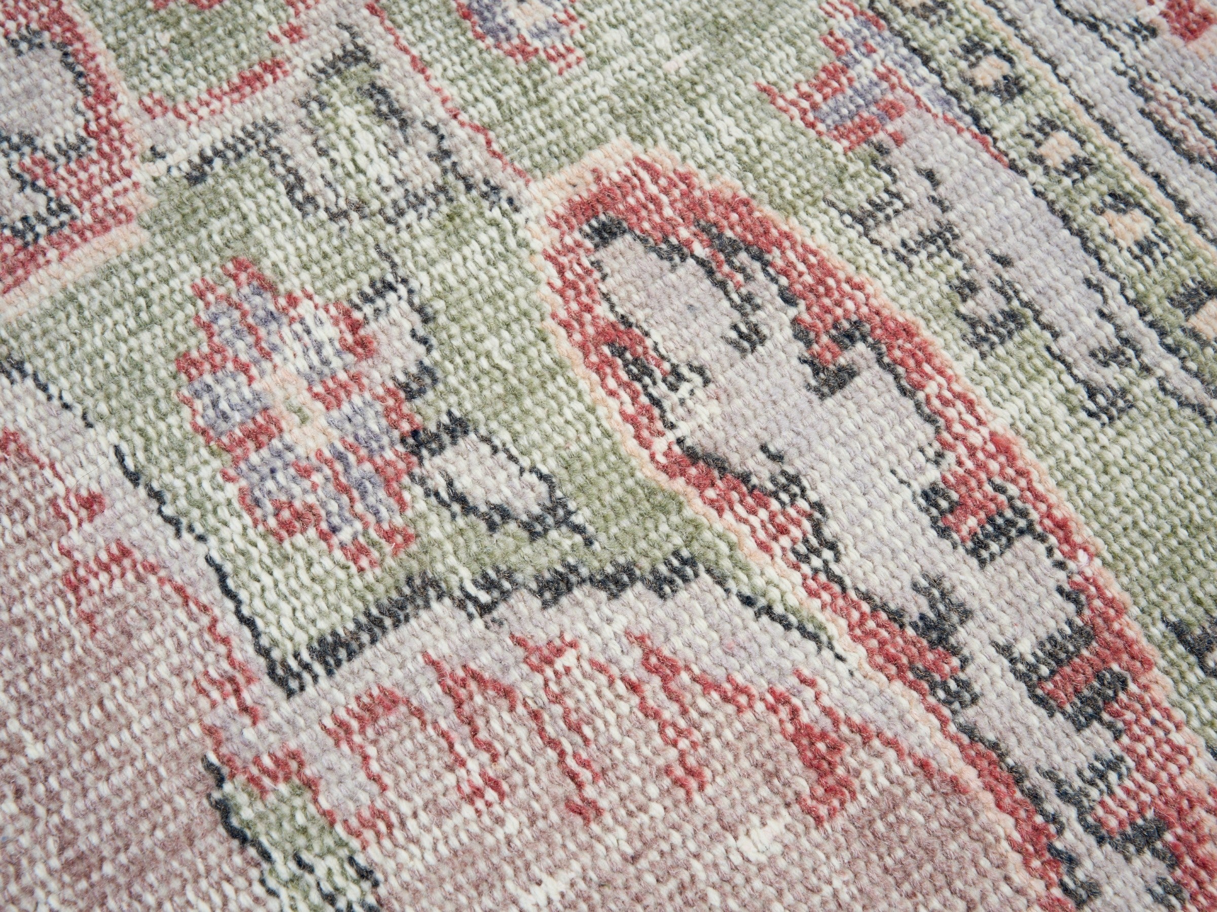 Turkish Manisa area rug in dusty rose and cream, view 7 of 10
