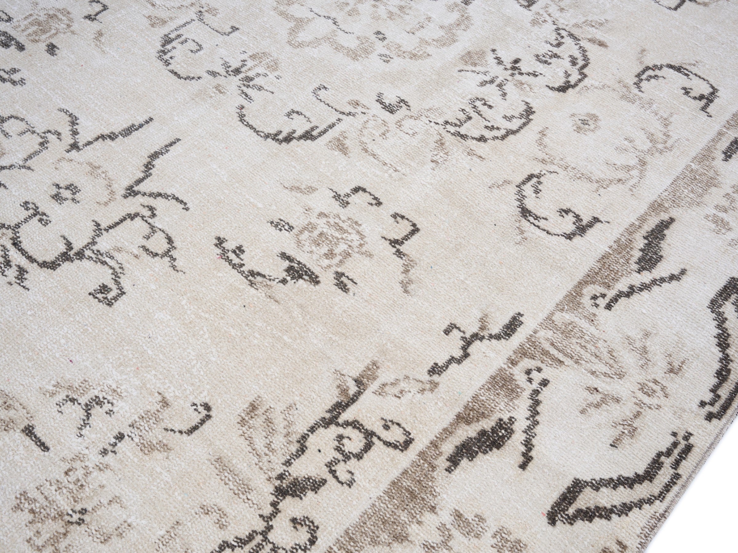 Turkish Manisa area rug in cream and taupe, view 5 of 10