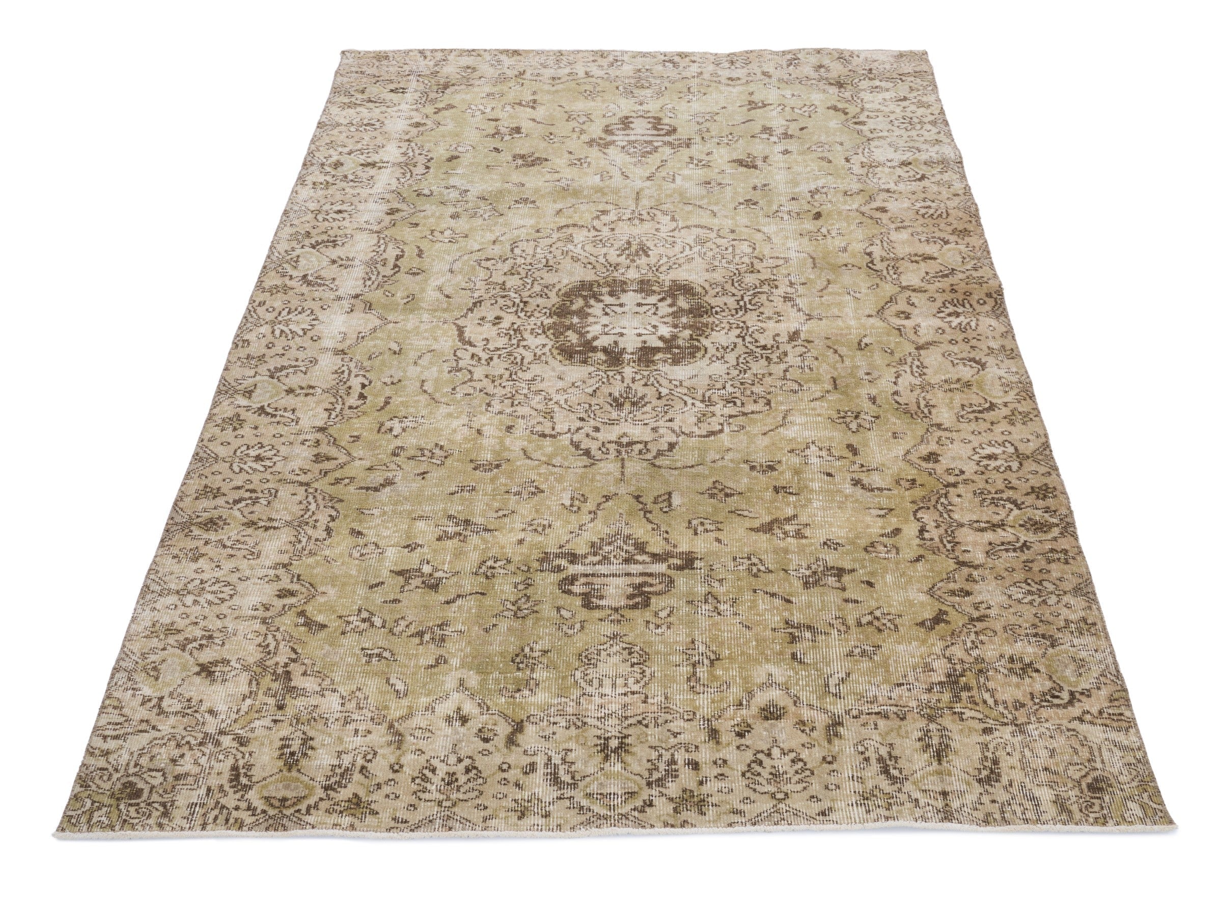 Turkish Isparta area rug in straw and khaki, view 2 of 10