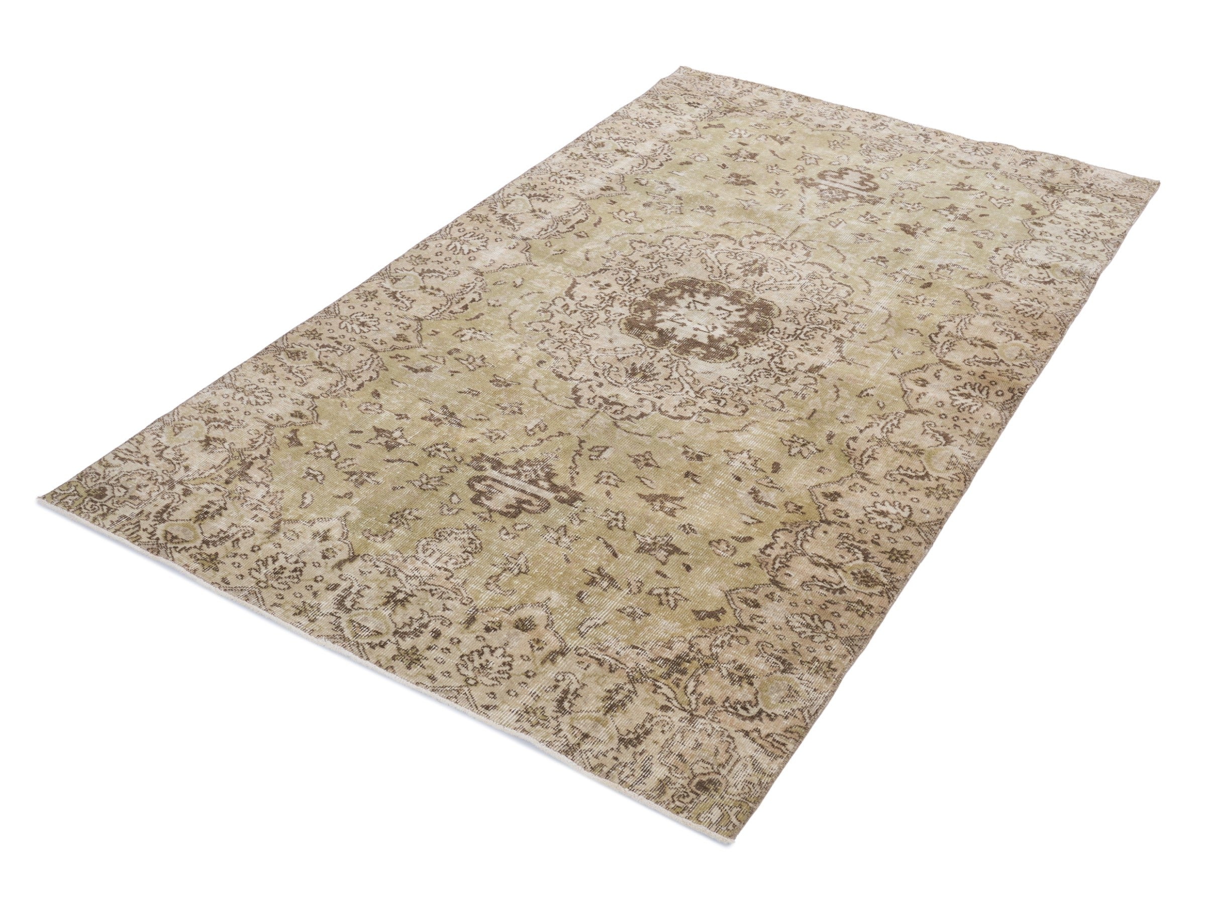 Turkish Isparta area rug in straw and khaki, view 3 of 10