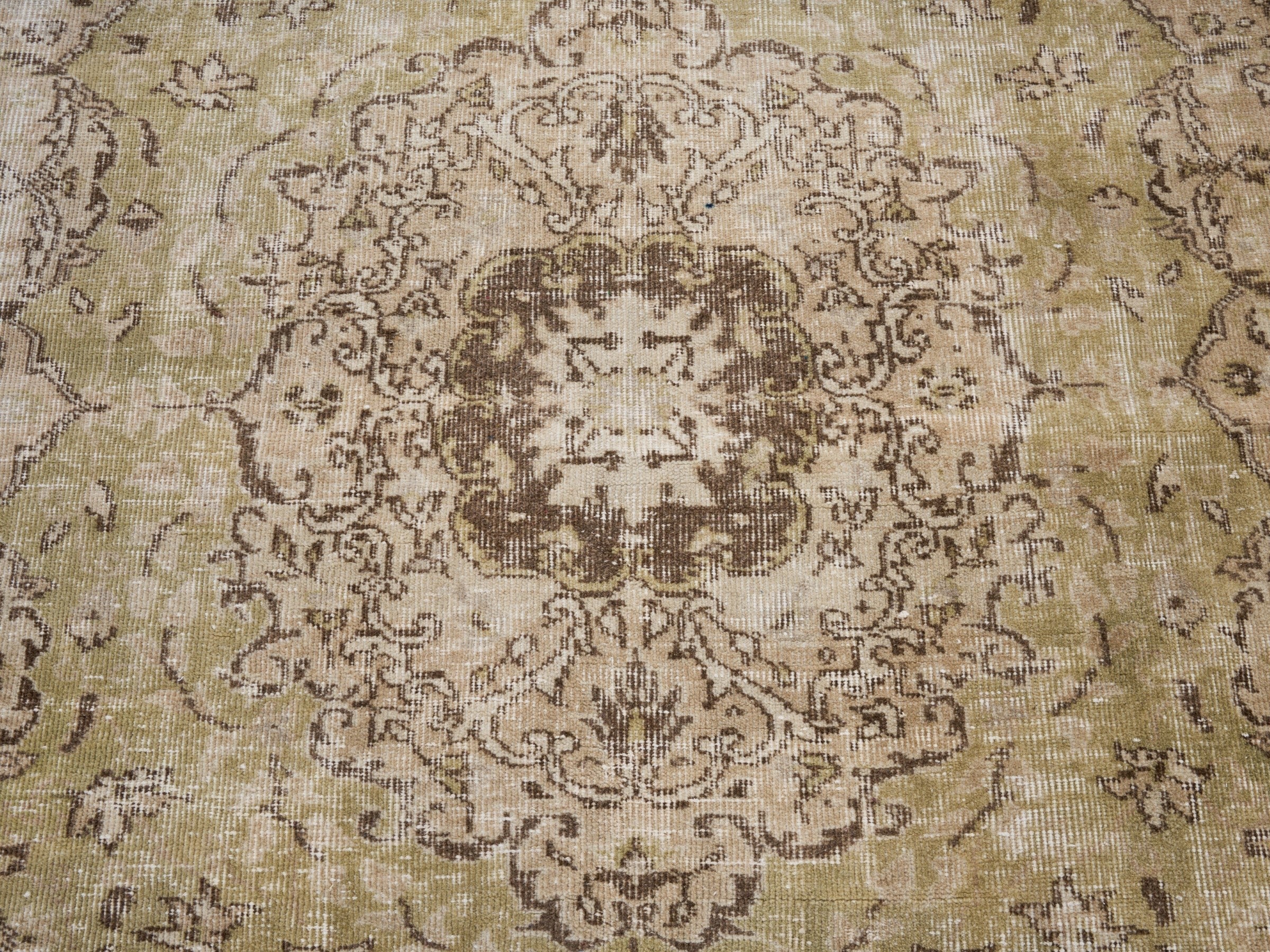 Turkish Isparta area rug in straw and khaki, view 4 of 10