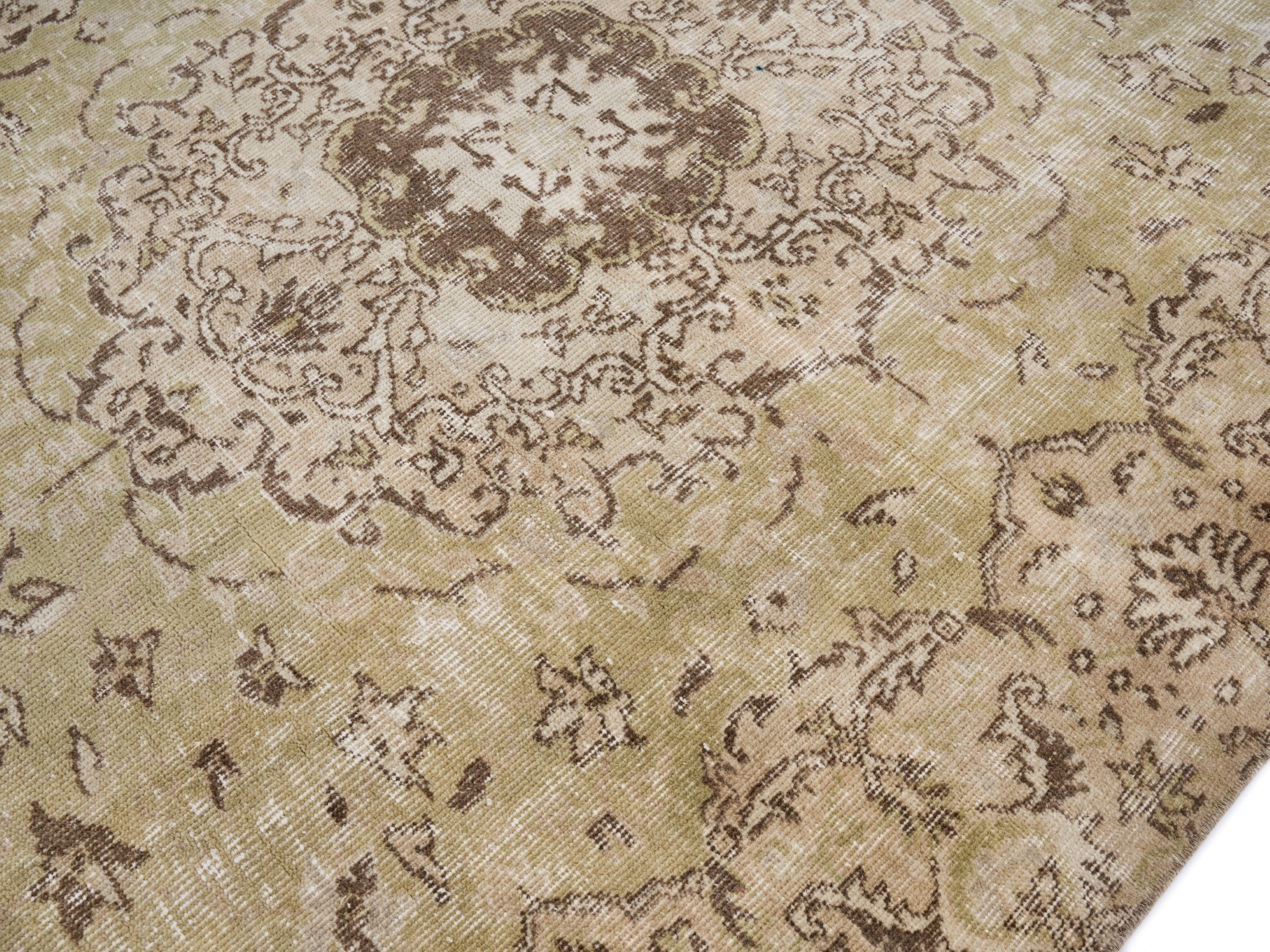 Turkish Isparta area rug in straw and khaki, view 5 of 10