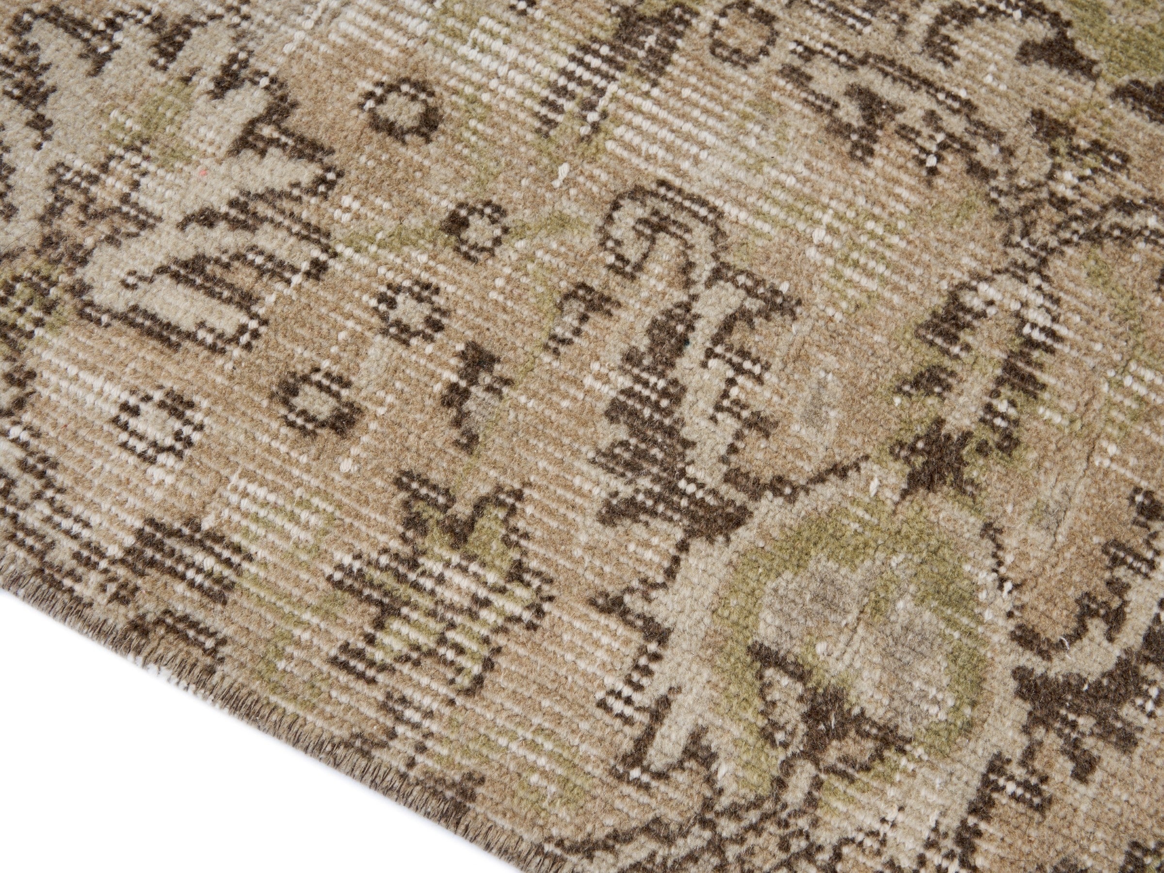 Turkish Isparta area rug in straw and khaki, view 6 of 10