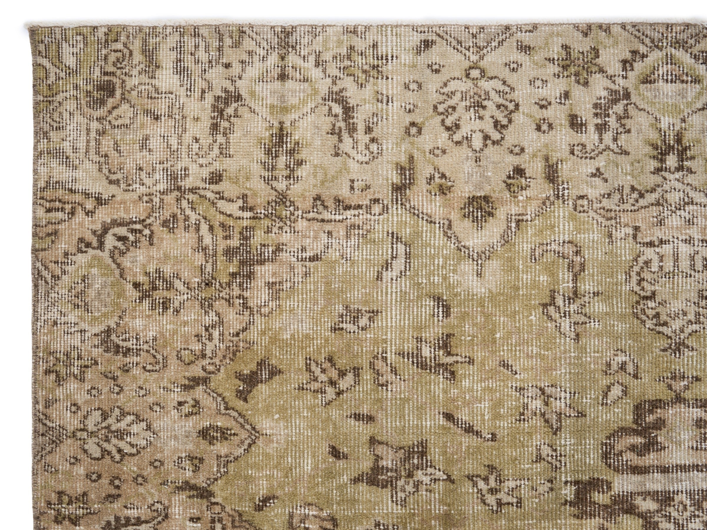 Turkish Isparta area rug in straw and khaki, view 8 of 10