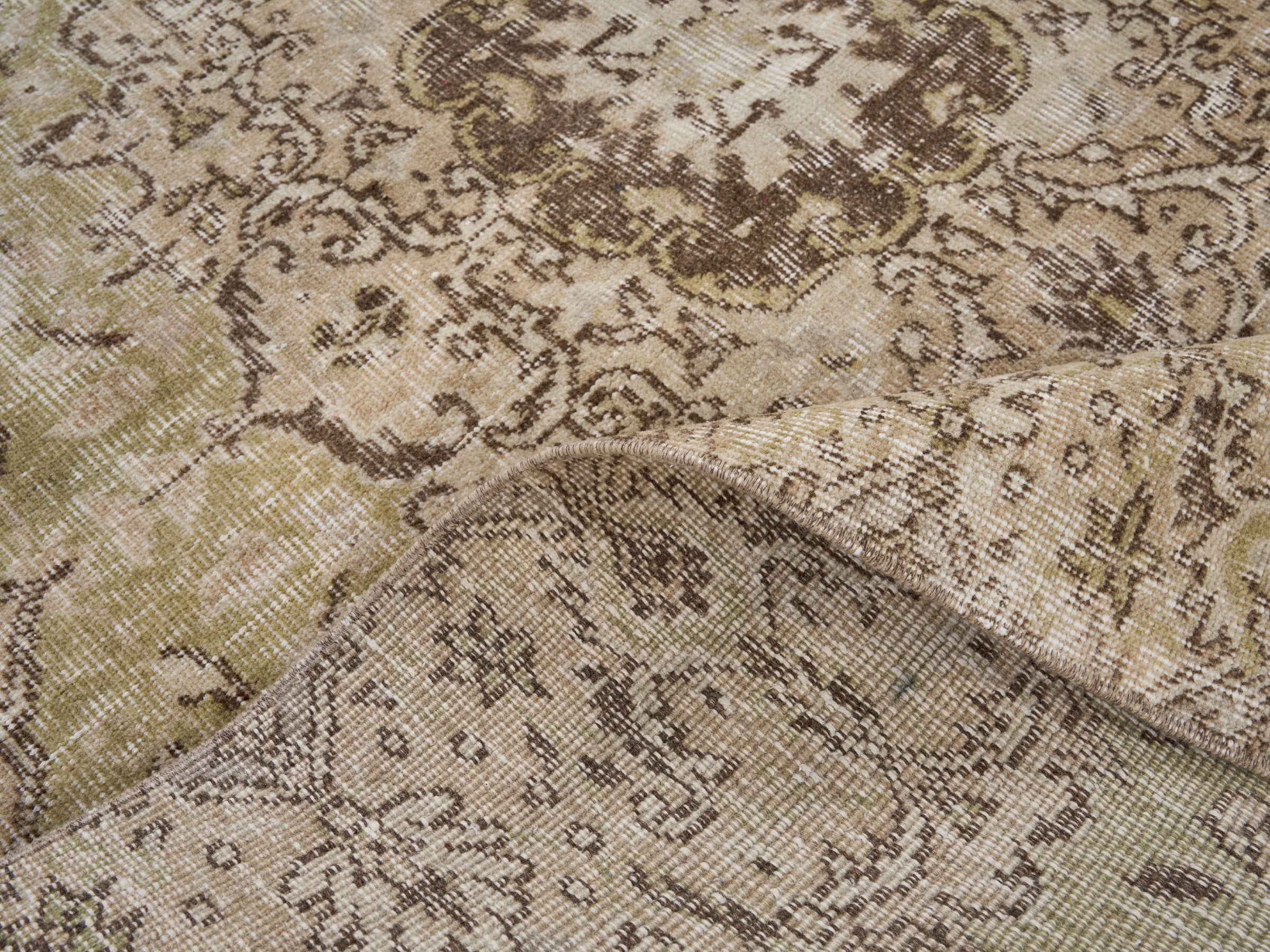 Turkish Isparta area rug in straw and khaki, view 9 of 10