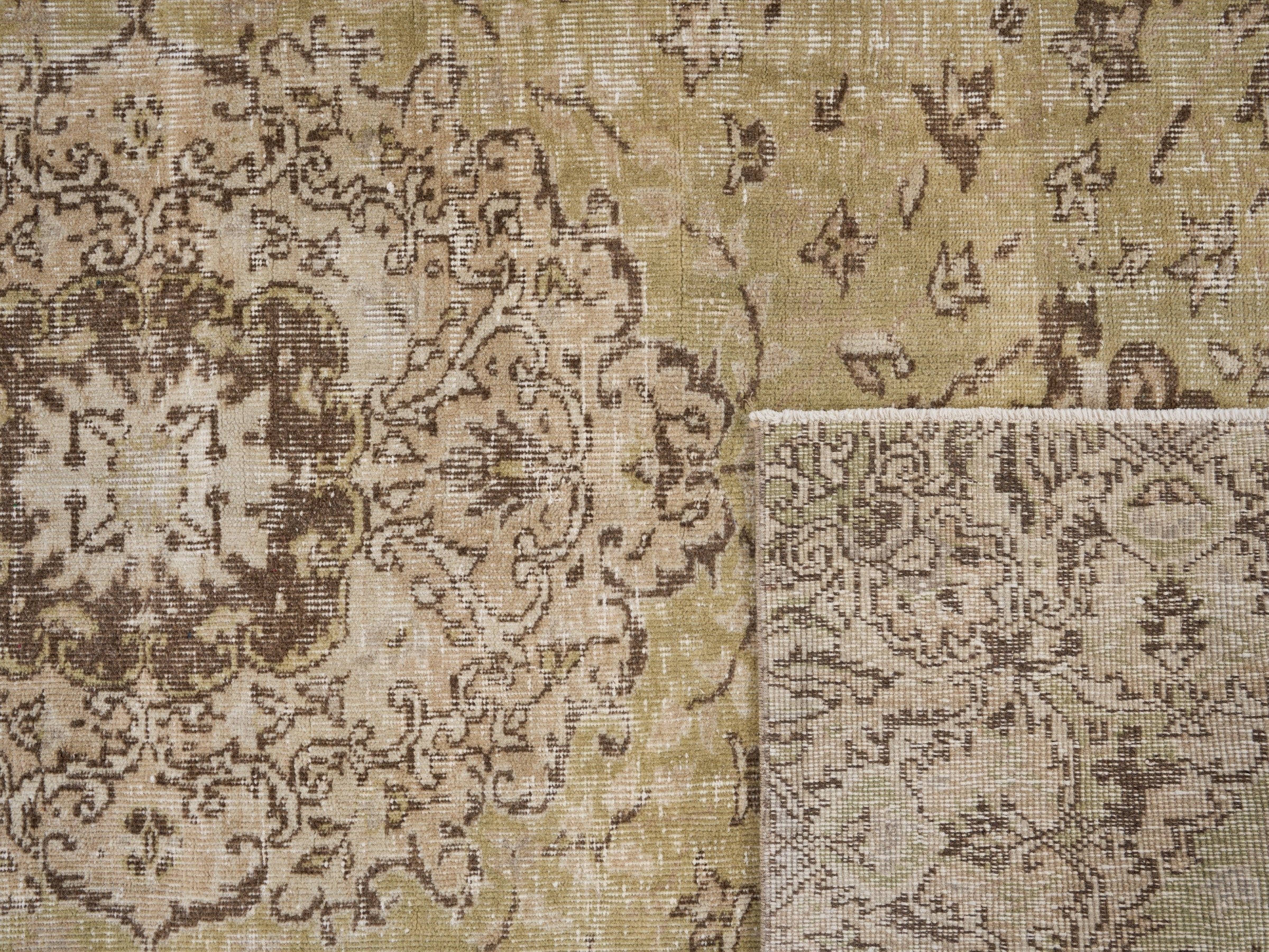 Turkish Isparta area rug in straw and khaki, view 10 of 10