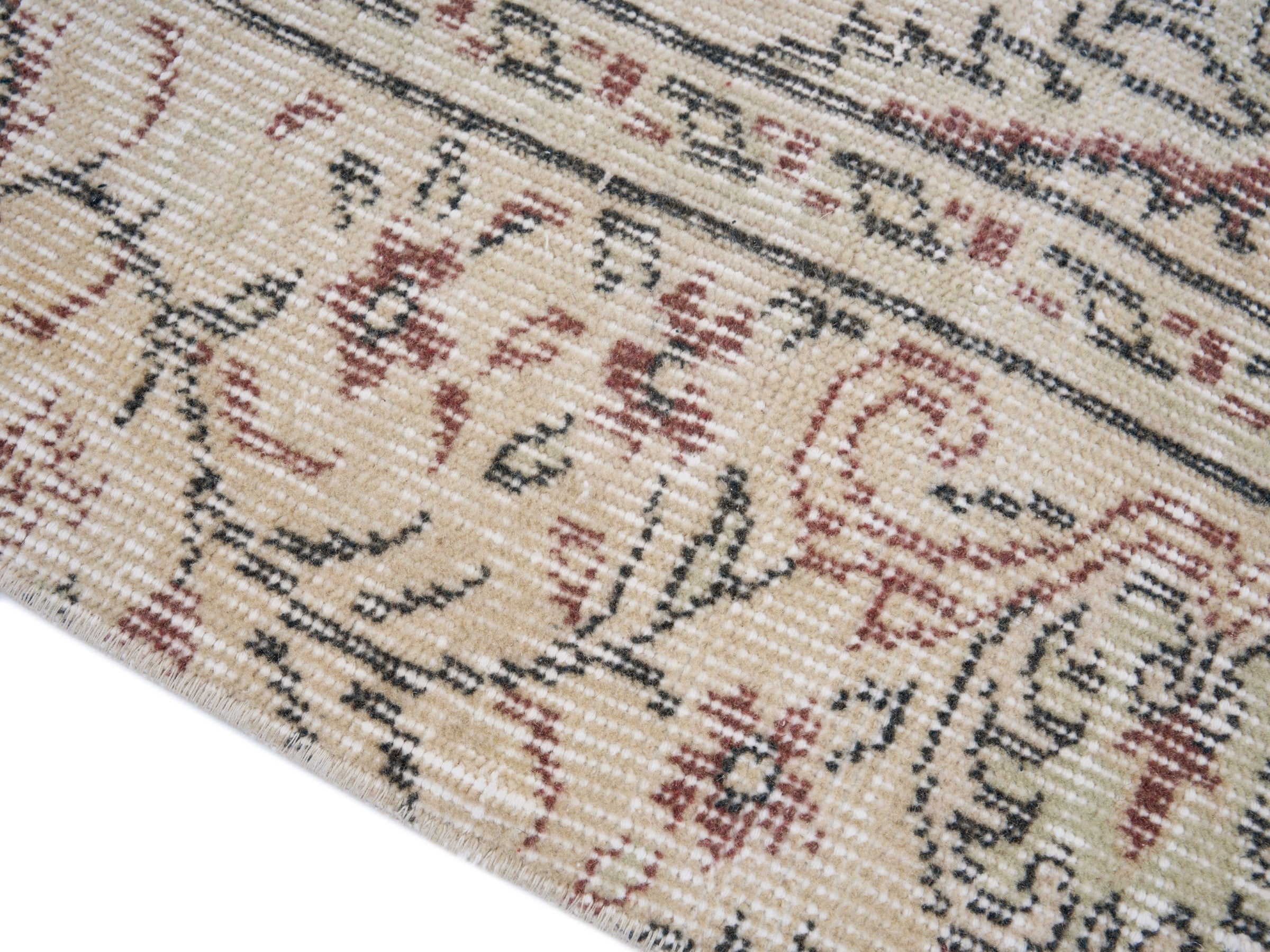 Turkish Manisa area rug in ivory and muted pink, view 6 of 10