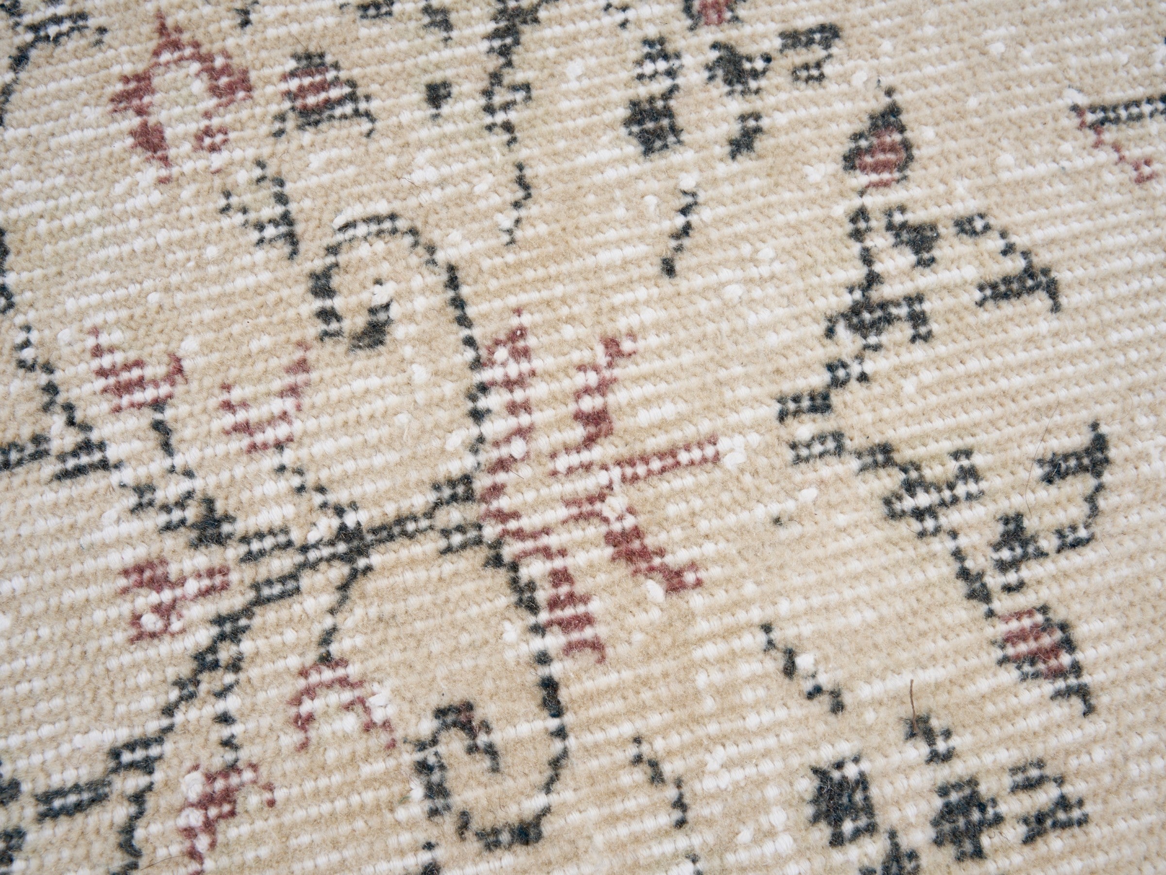 Turkish Manisa area rug in ivory and muted pink, view 7 of 10
