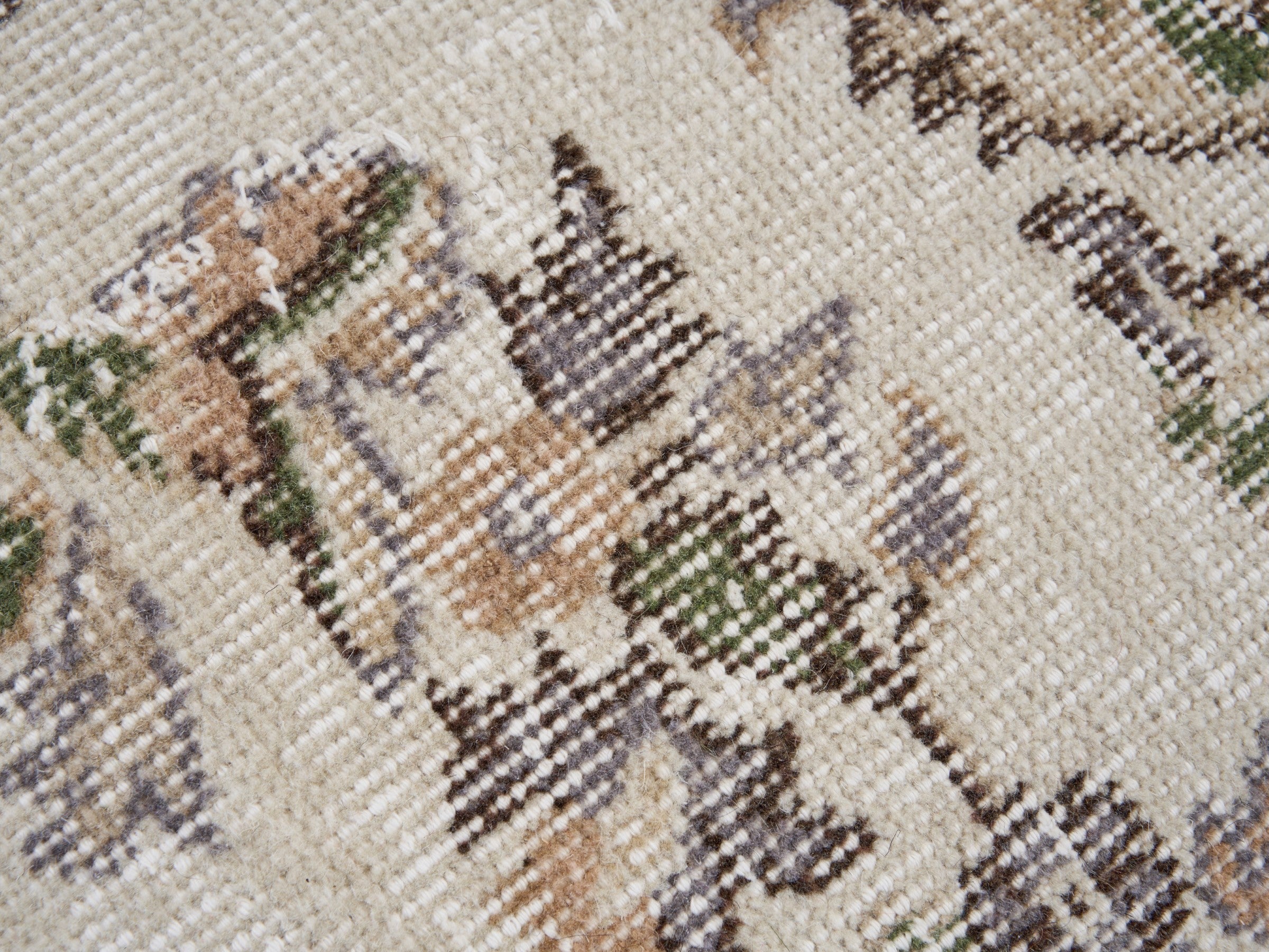 Turkish Isparta area rug in cream and sage, view 7 of 10