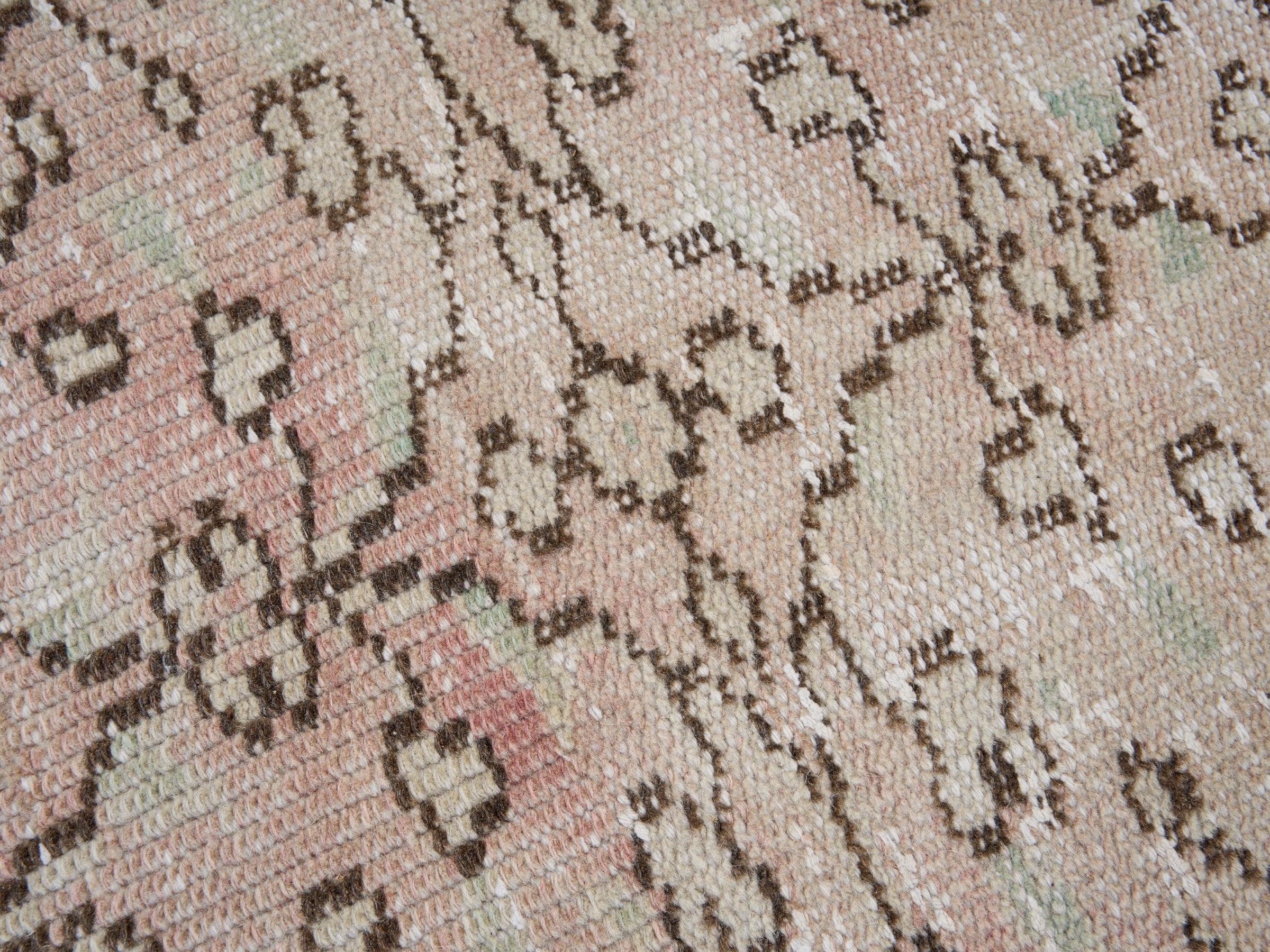 Turkish Manisa area rug in muted pink and greige, view 7 of 10