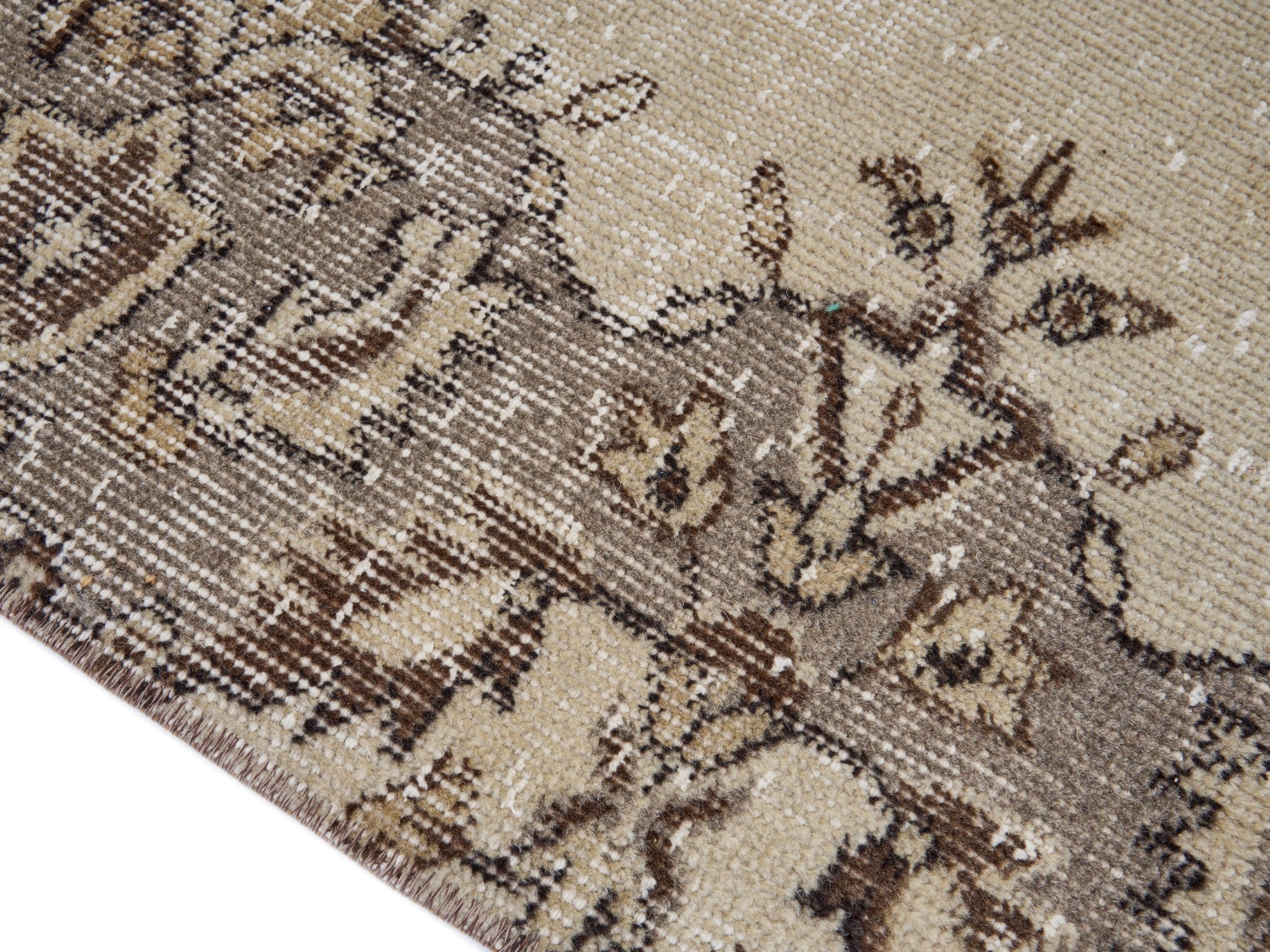 Turkish Isparta area rug in cream and taupe, view 6 of 10