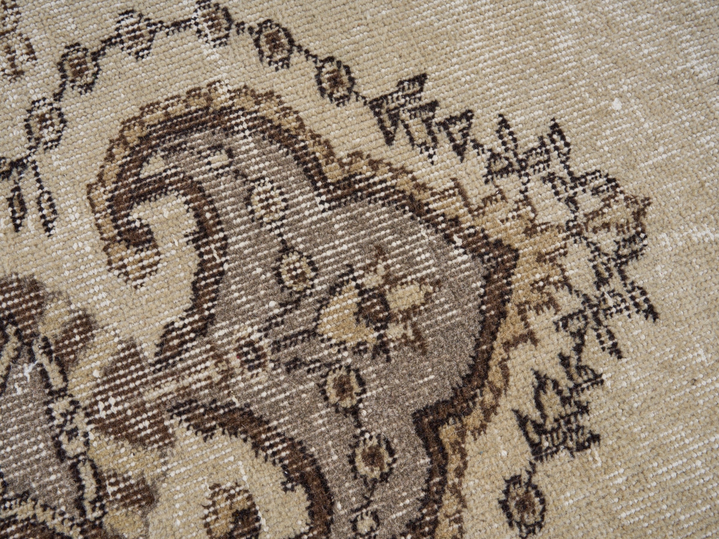 Turkish Isparta area rug in cream and taupe, view 7 of 10