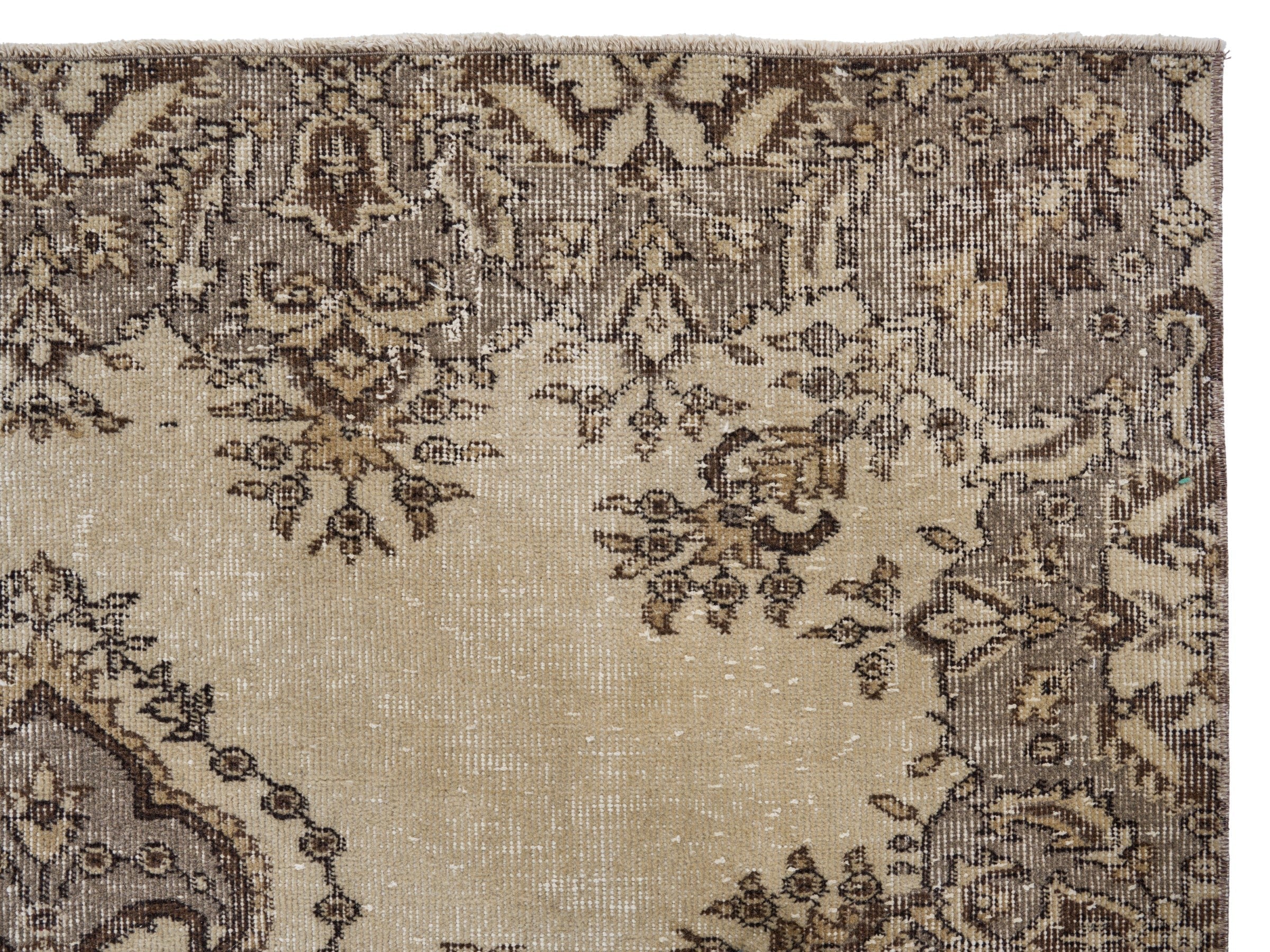 Turkish Isparta area rug in cream and taupe, view 8 of 10