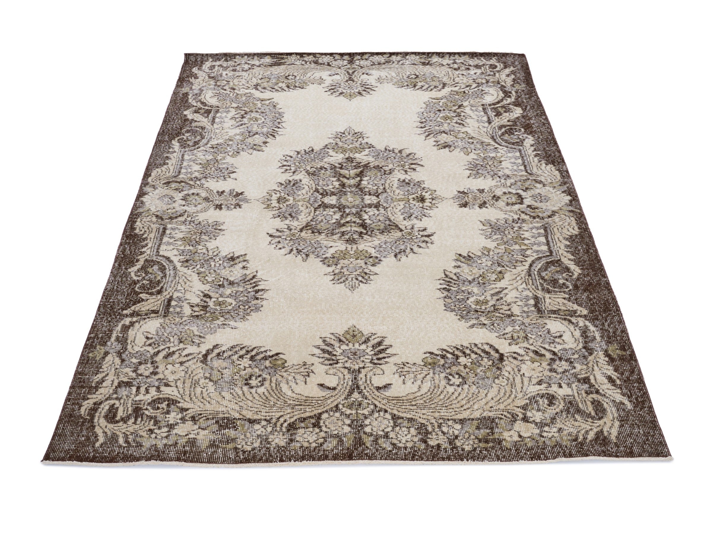 Turkish Isparta area rug in ivory and taupe, view 2 of 10