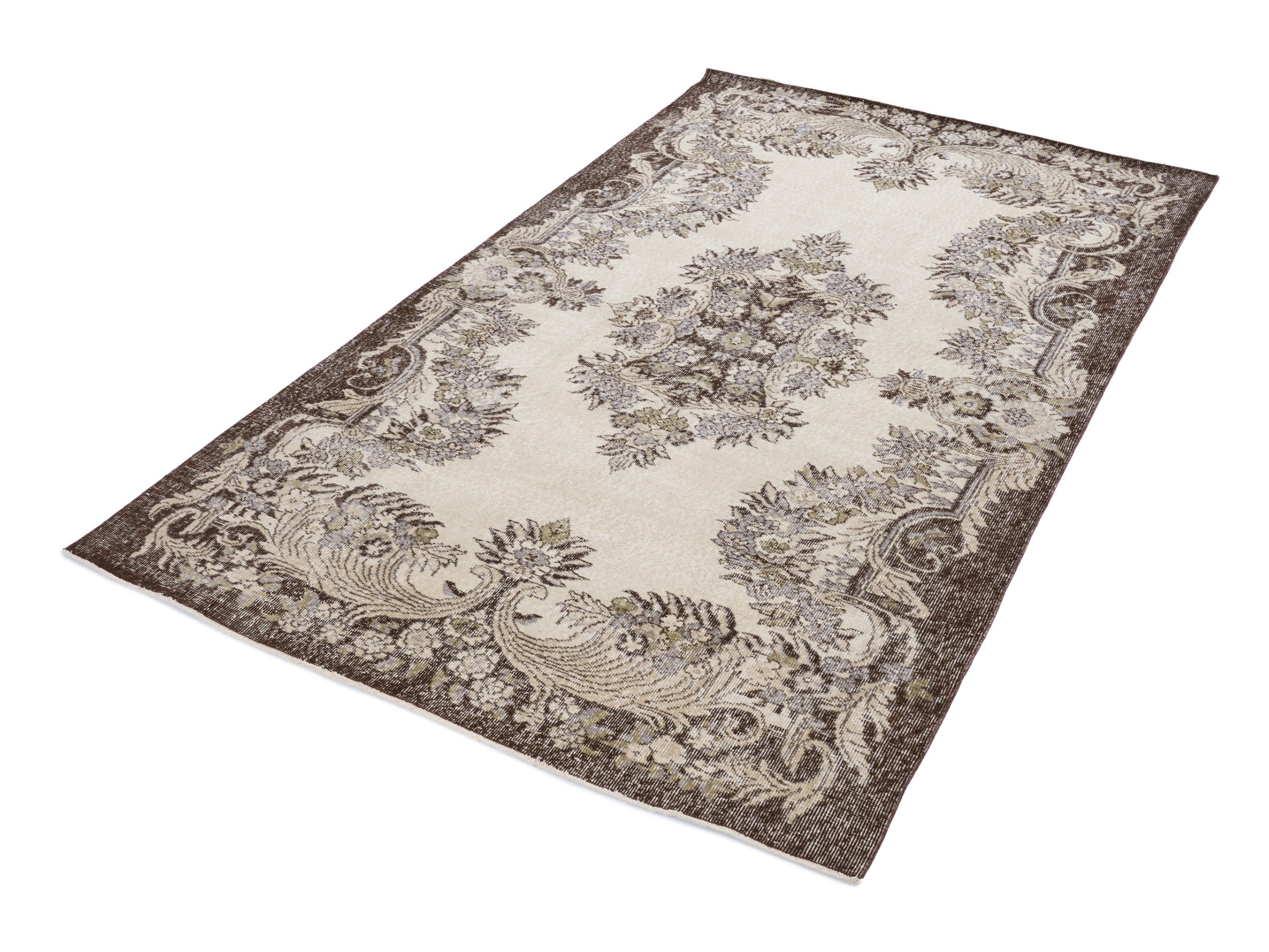 Turkish Isparta area rug in ivory and taupe, view 3 of 10