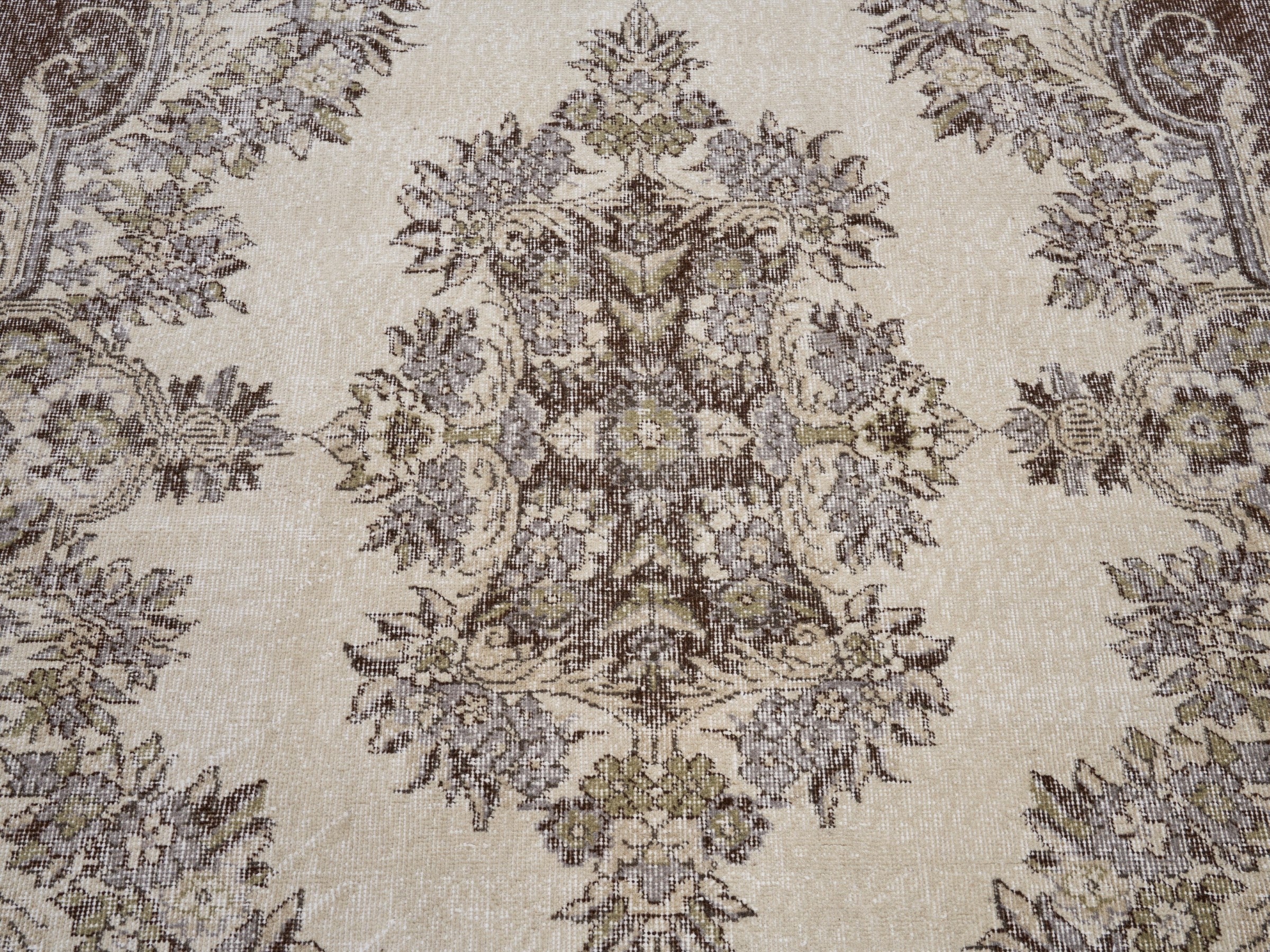 Turkish Isparta area rug in ivory and taupe, view 4 of 10