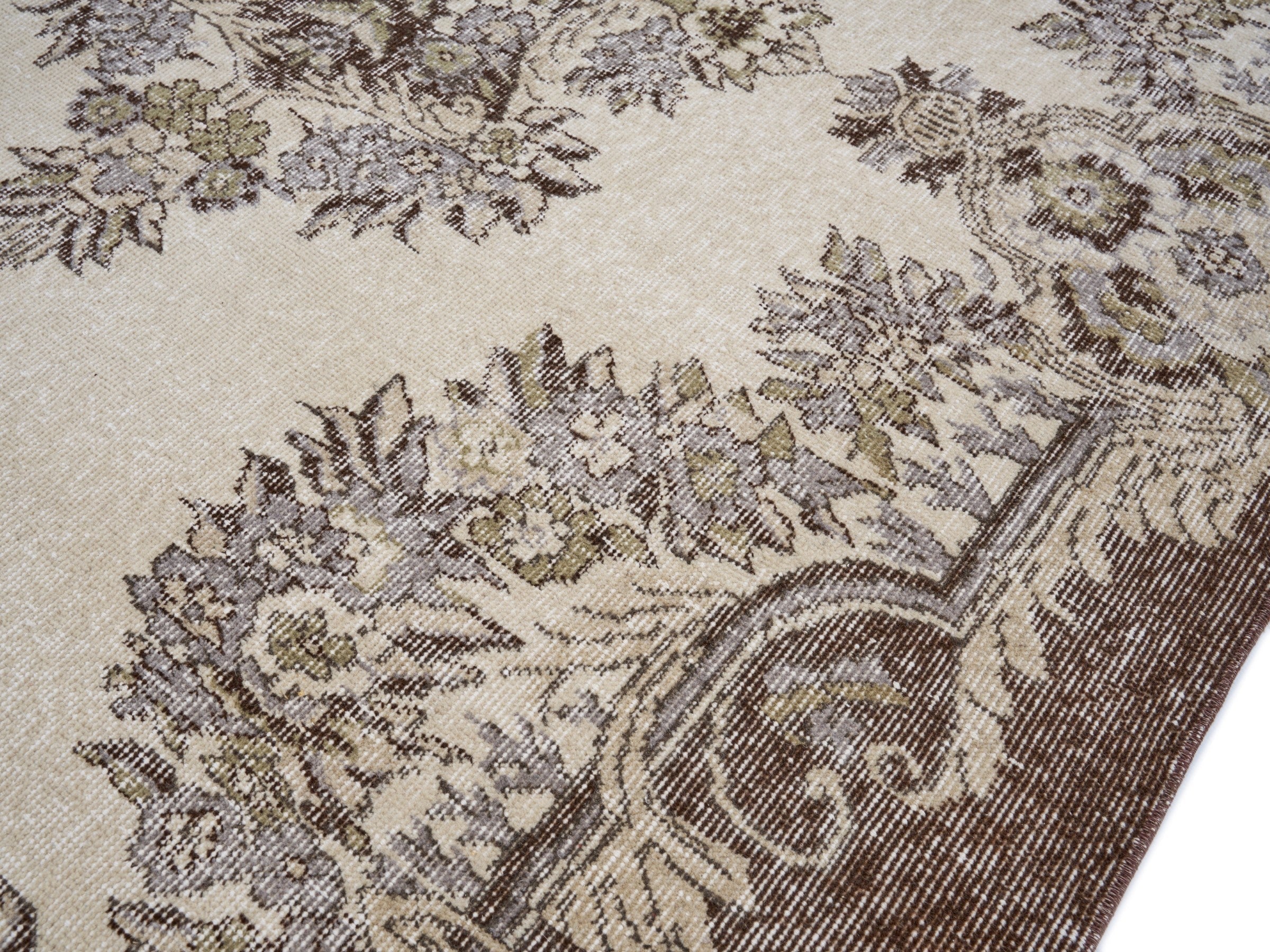 Turkish Isparta area rug in ivory and taupe, view 5 of 10