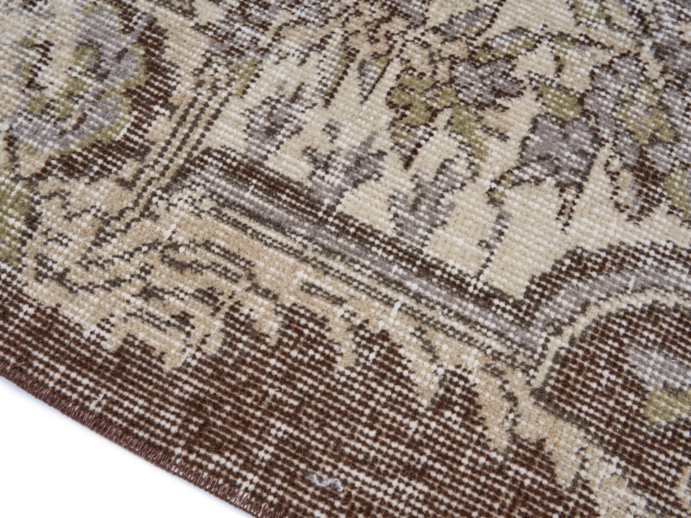 Turkish Isparta area rug in ivory and taupe, view 6 of 10
